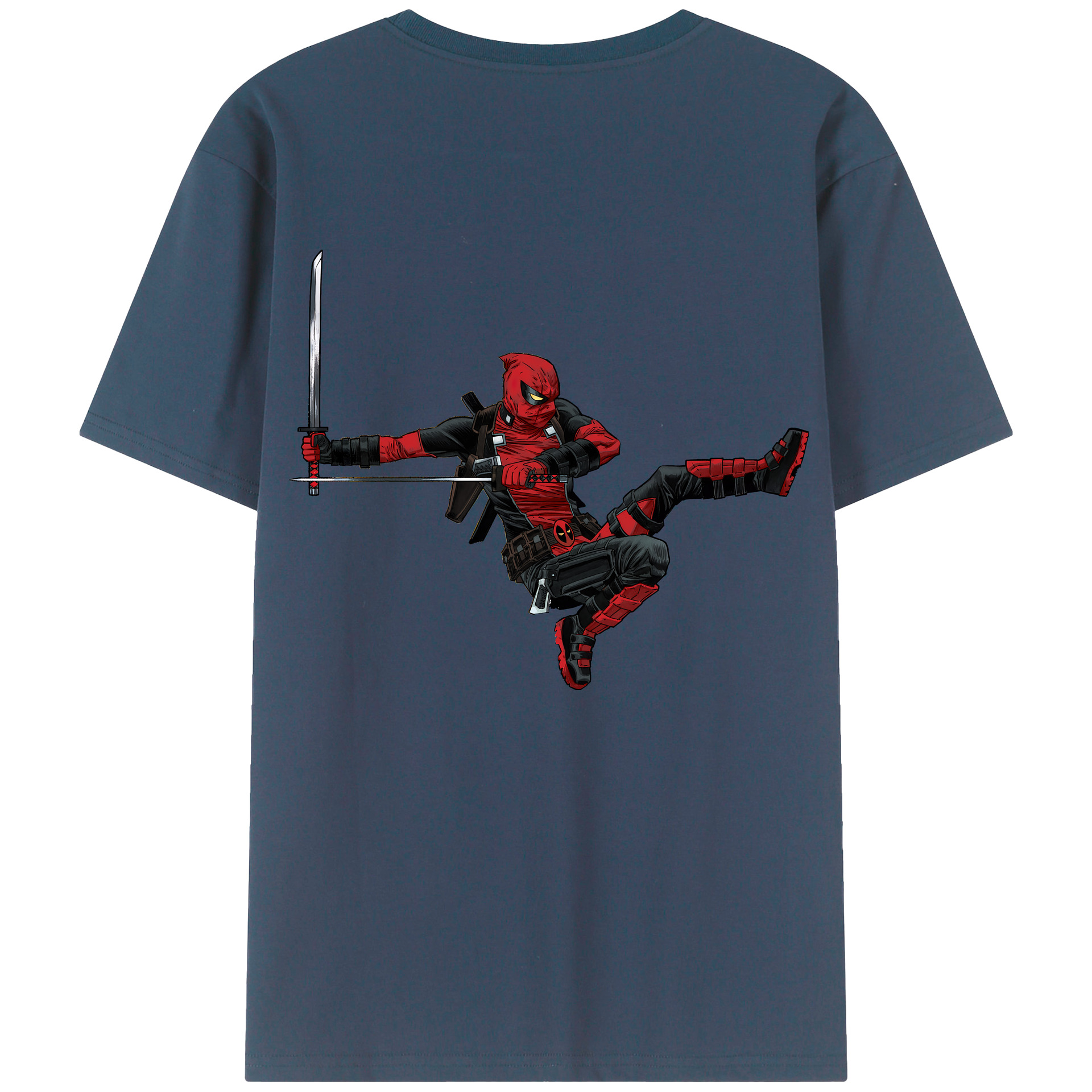（画像用） Deadpool デッドプール 綿100％ メンズ半袖Tシャツ（バックプリント） 通気性