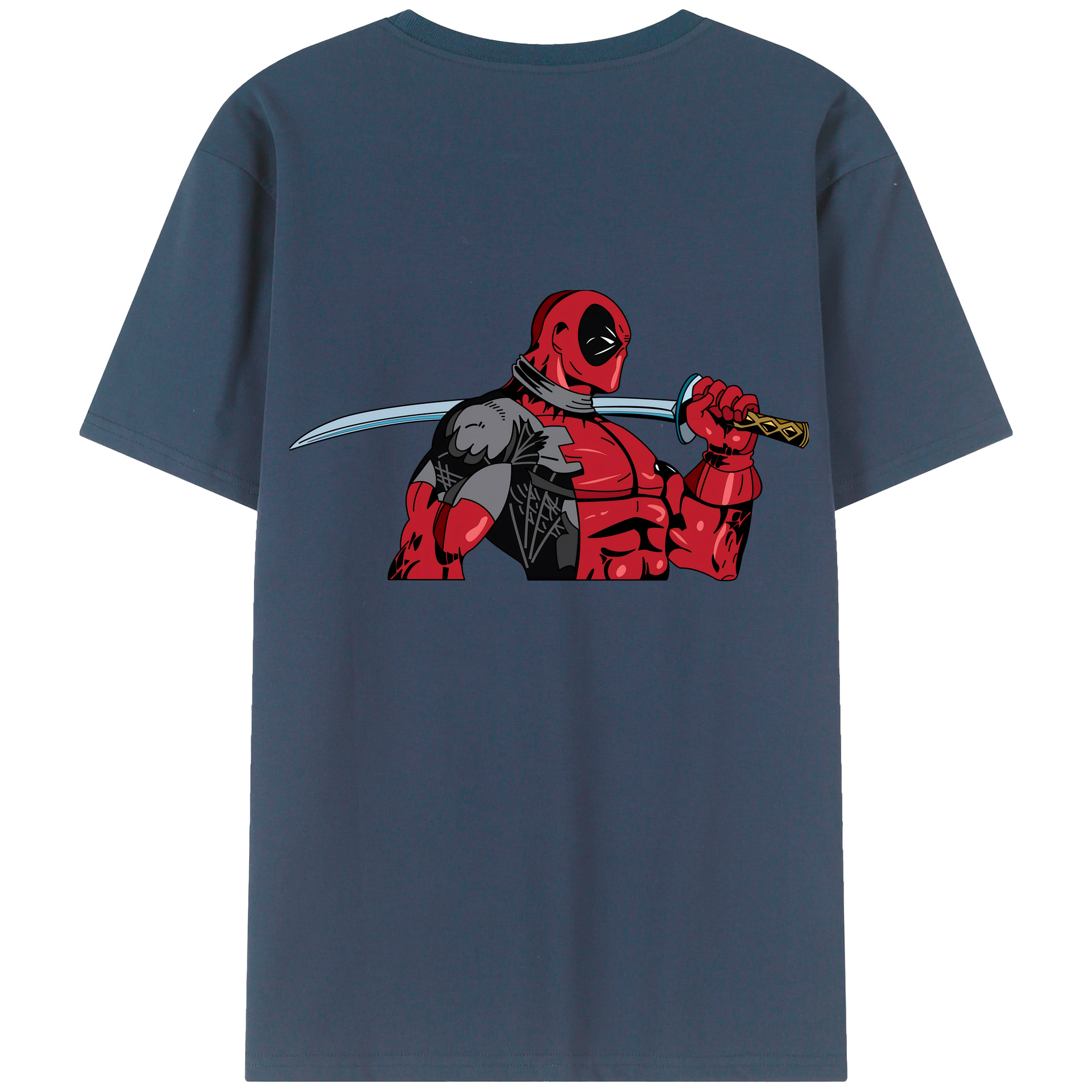 （画像用） Deadpool デッドプール 綿100％ メンズ半袖Tシャツ（バックプリント） 通気性