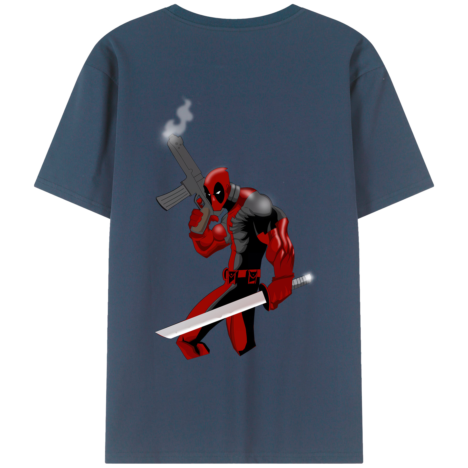 （画像用） Deadpool デッドプール 綿100％ メンズ半袖Tシャツ（バックプリント） 通気性