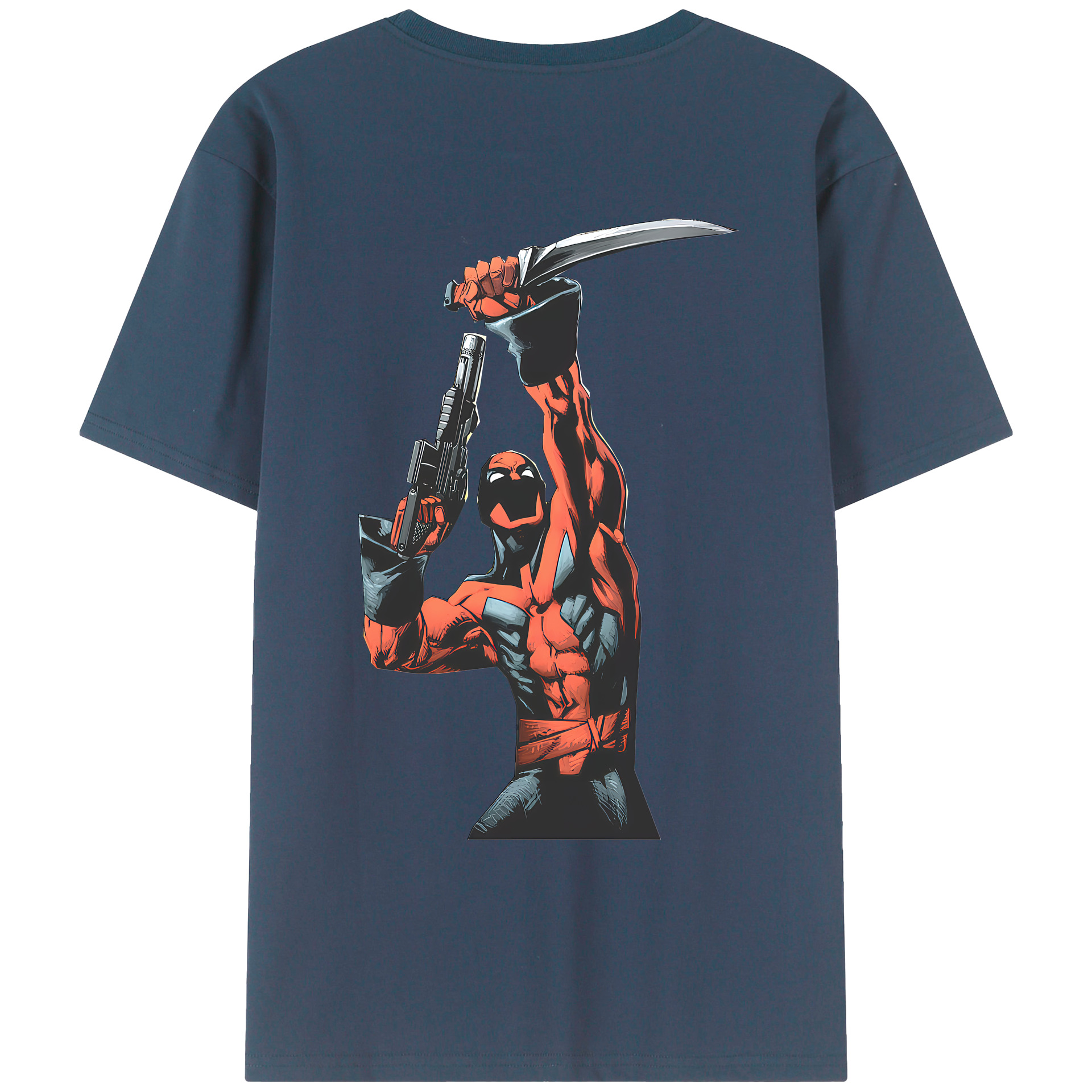 （画像用） Deadpool デッドプール 綿100％ メンズ半袖Tシャツ（バックプリント） 通気性