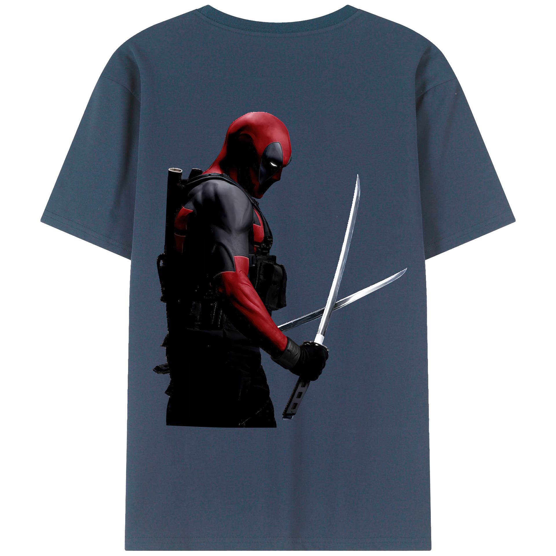 （画像用） Deadpool デッドプール 綿100％ メンズ半袖Tシャツ（バックプリント） 通気性