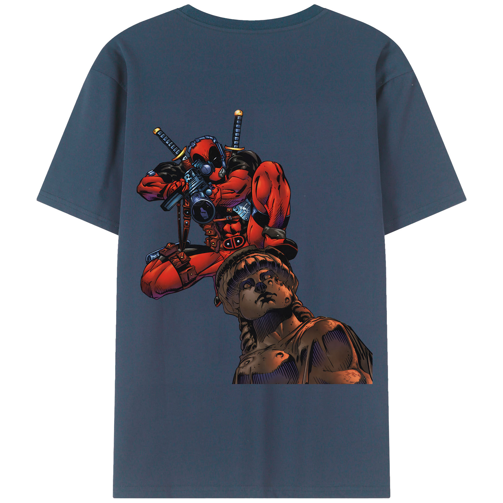 （画像用） Deadpool デッドプール 綿100％ メンズ半袖Tシャツ（バックプリント） 通気性