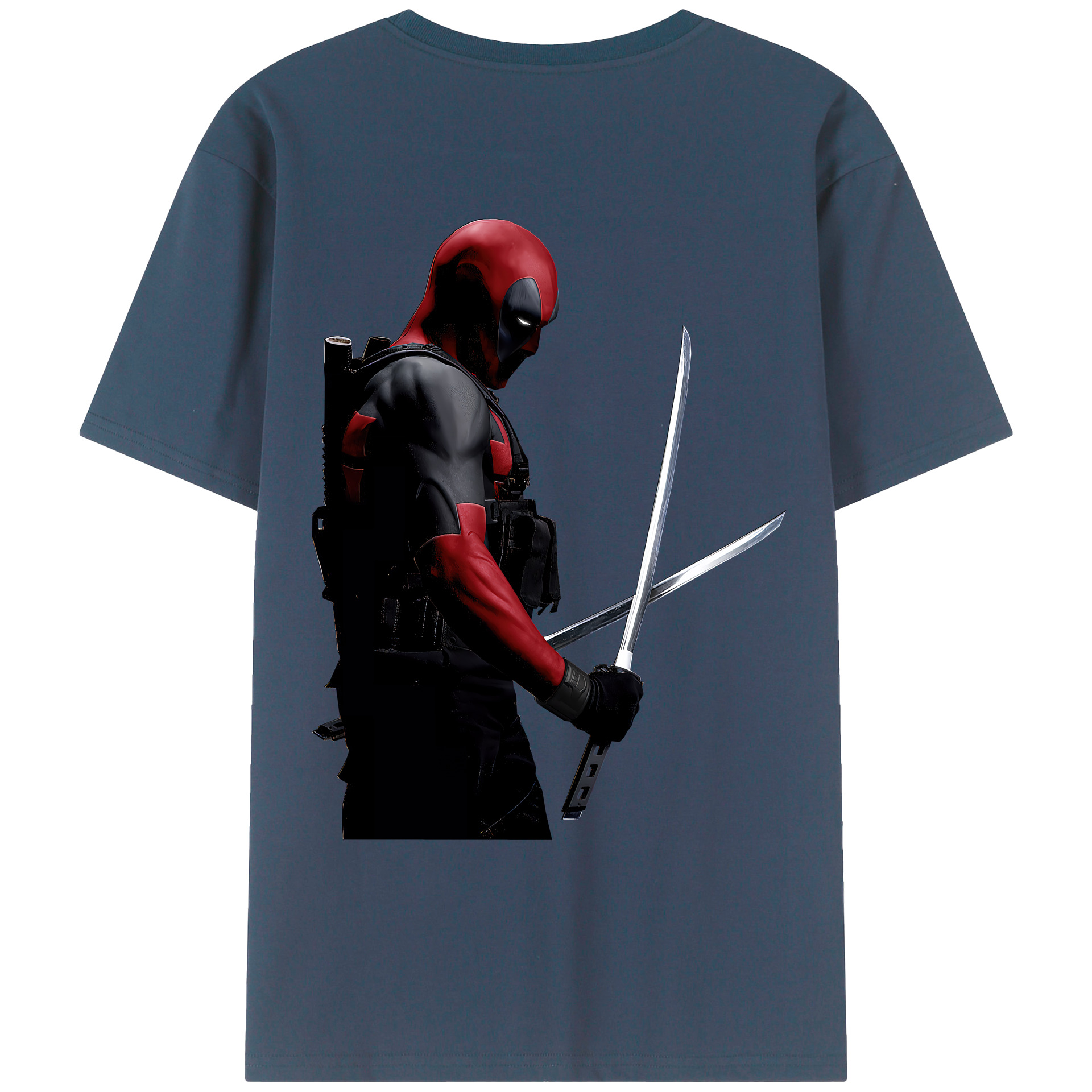 （画像用） Deadpool デッドプール 綿100％ メンズ半袖Tシャツ（バックプリント） 通気性