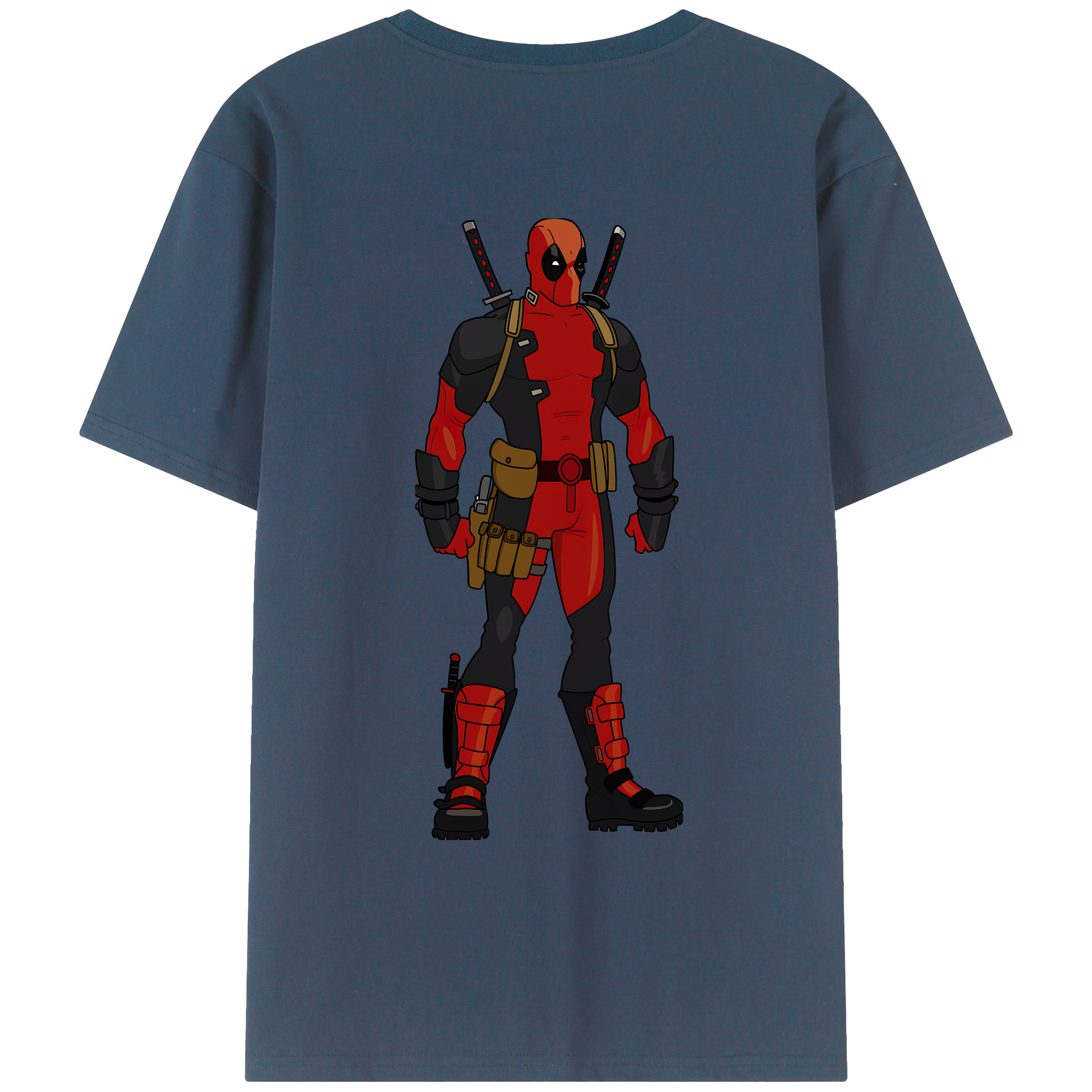 （画像用） Deadpool デッドプール 綿100％ メンズ半袖Tシャツ（バックプリント） 通気性