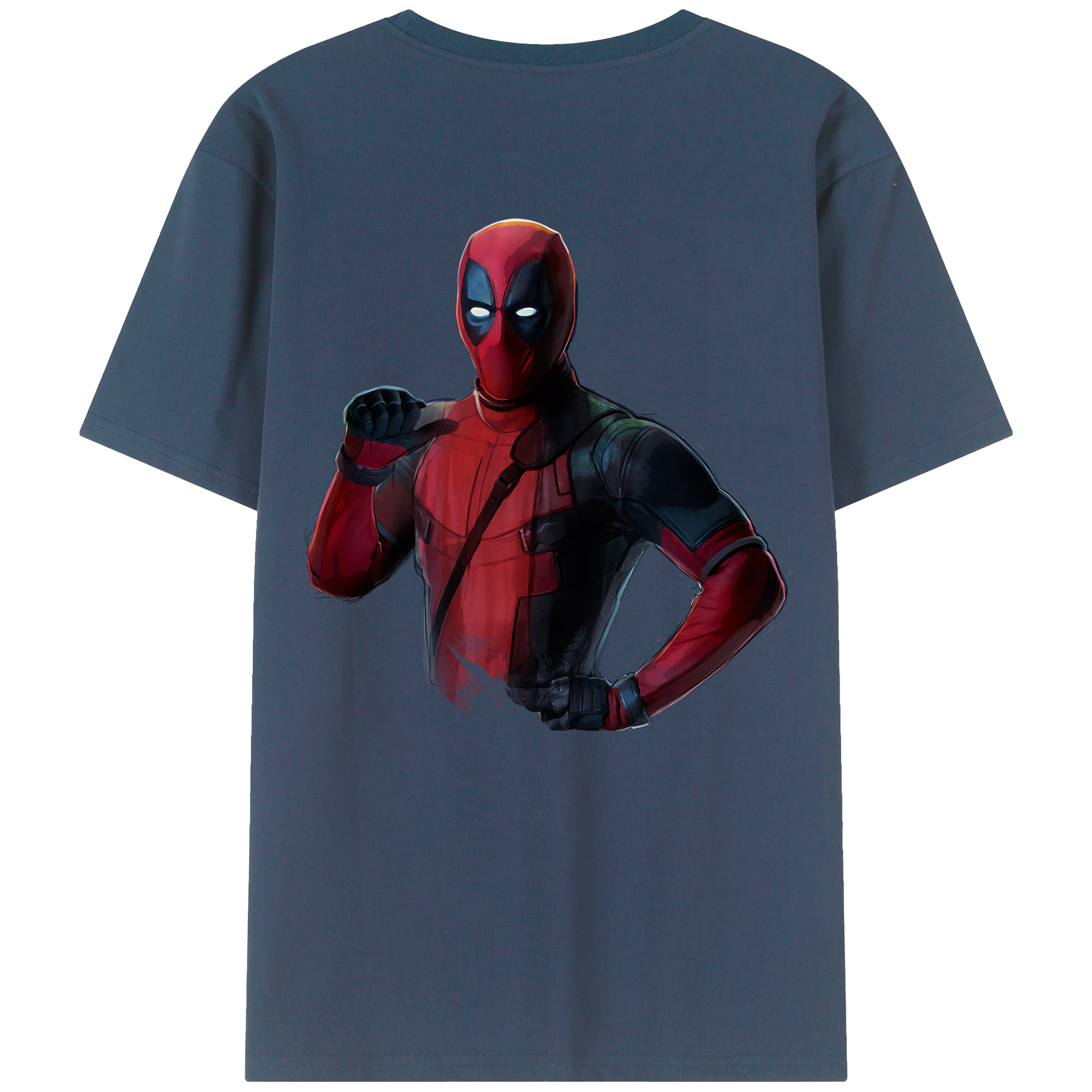 （画像用） Deadpool デッドプール 綿100％ メンズ半袖Tシャツ（バックプリント） 通気性