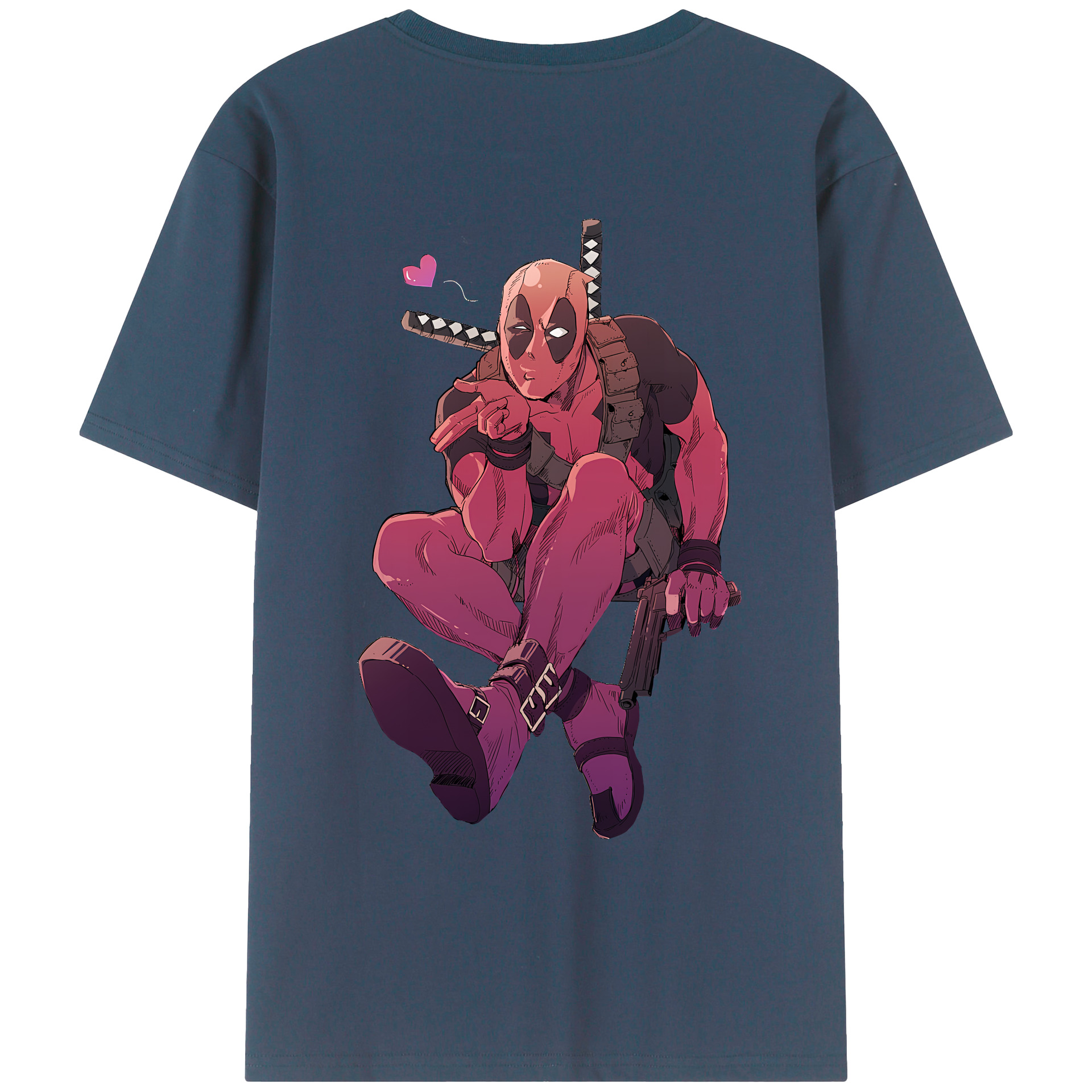 （画像用） Deadpool デッドプール 綿100％ メンズ半袖Tシャツ（バックプリント） 通気性