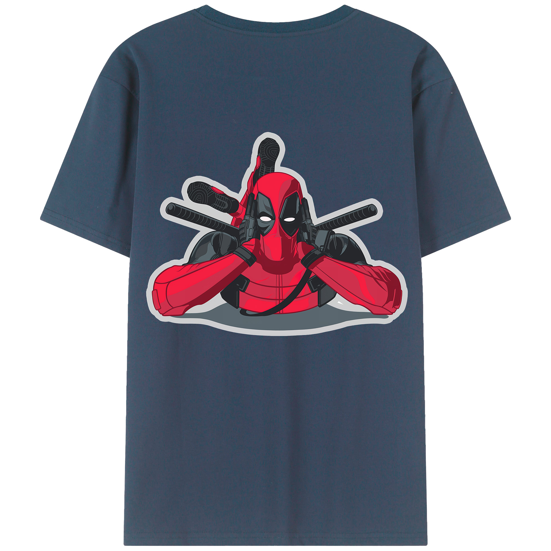 （画像用） Deadpool デッドプール 綿100％ メンズ半袖Tシャツ（バックプリント） 通気性
