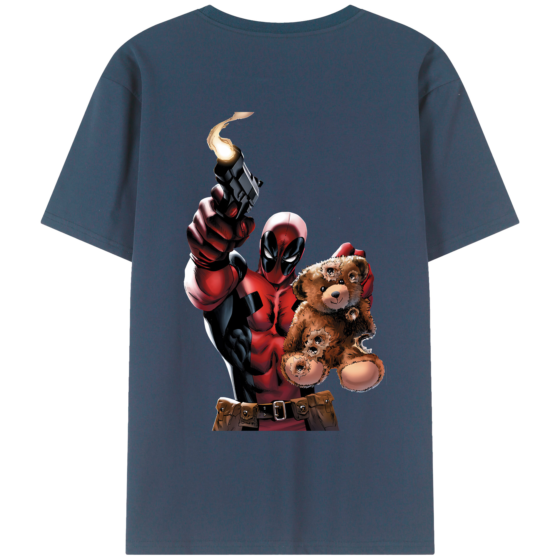 （画像用） Deadpool デッドプール 綿100％ メンズ半袖Tシャツ（バックプリント） 通気性