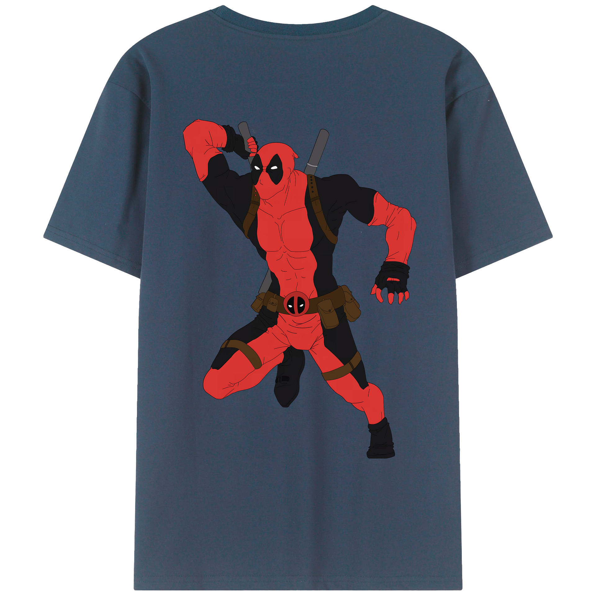 （画像用） Deadpool デッドプール 綿100％ メンズ半袖Tシャツ（バックプリント） 通気性