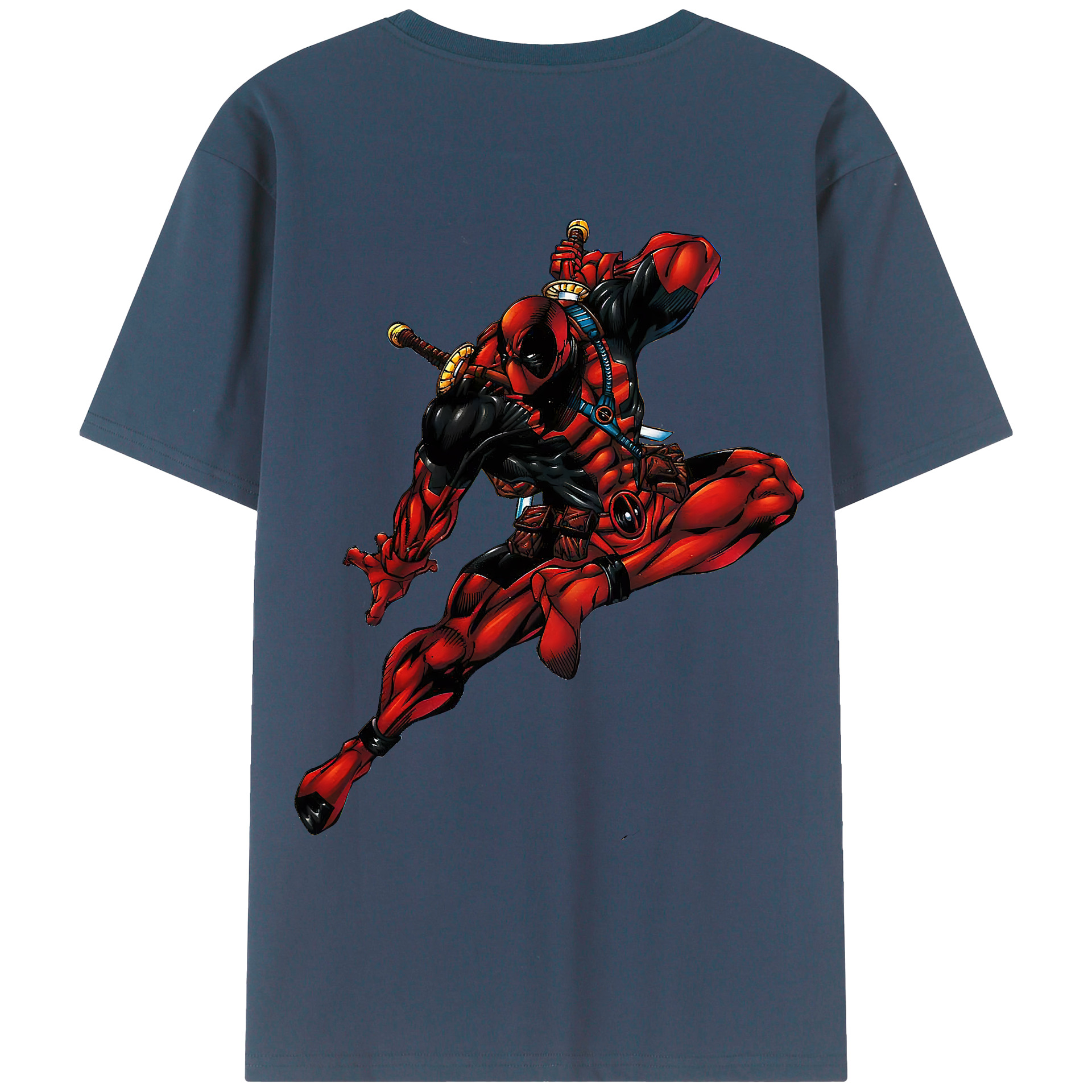 （画像用） Deadpool デッドプール 綿100％ メンズ半袖Tシャツ（バックプリント） 通気性