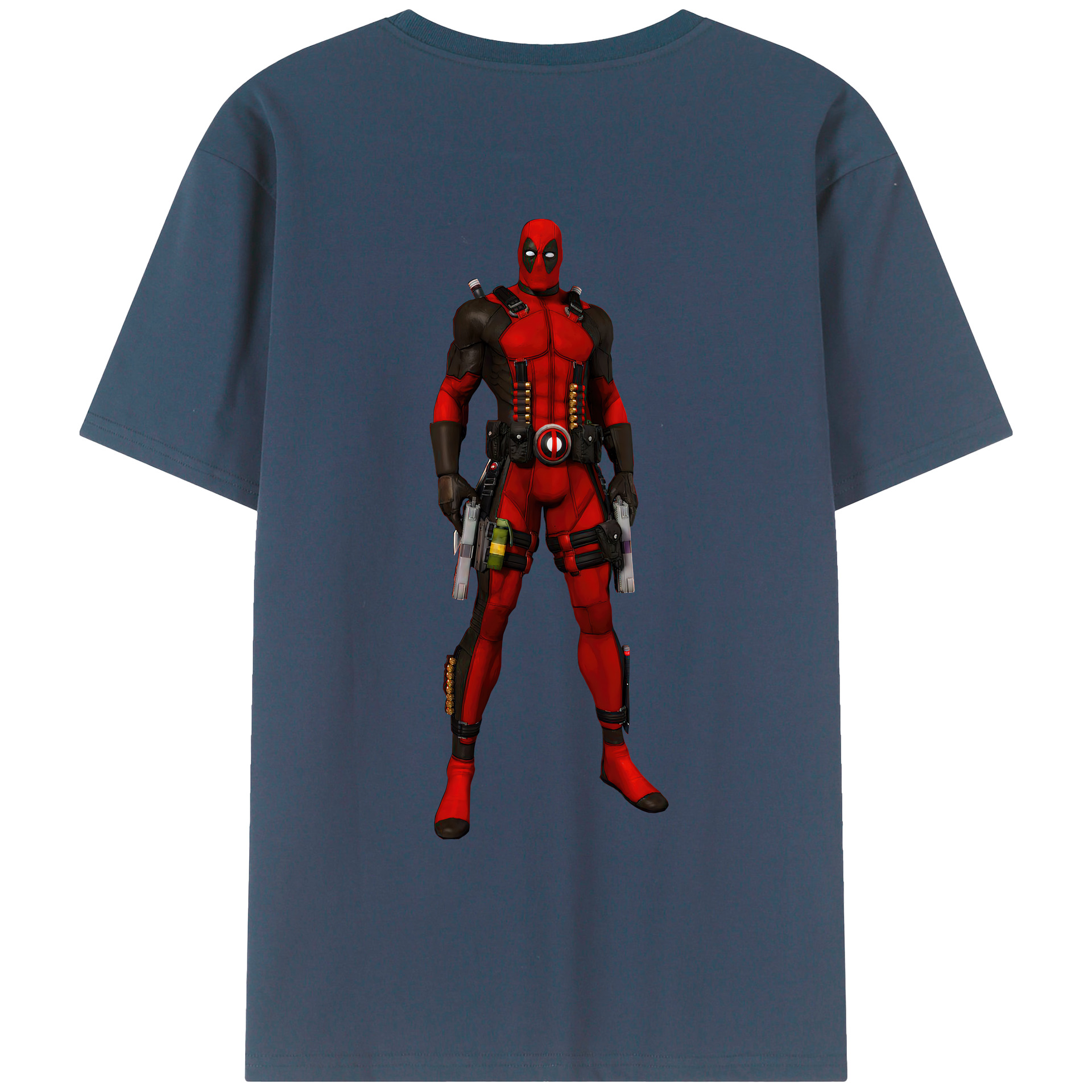 （画像用） Deadpool デッドプール 綿100％ メンズ半袖Tシャツ（バックプリント） 通気性