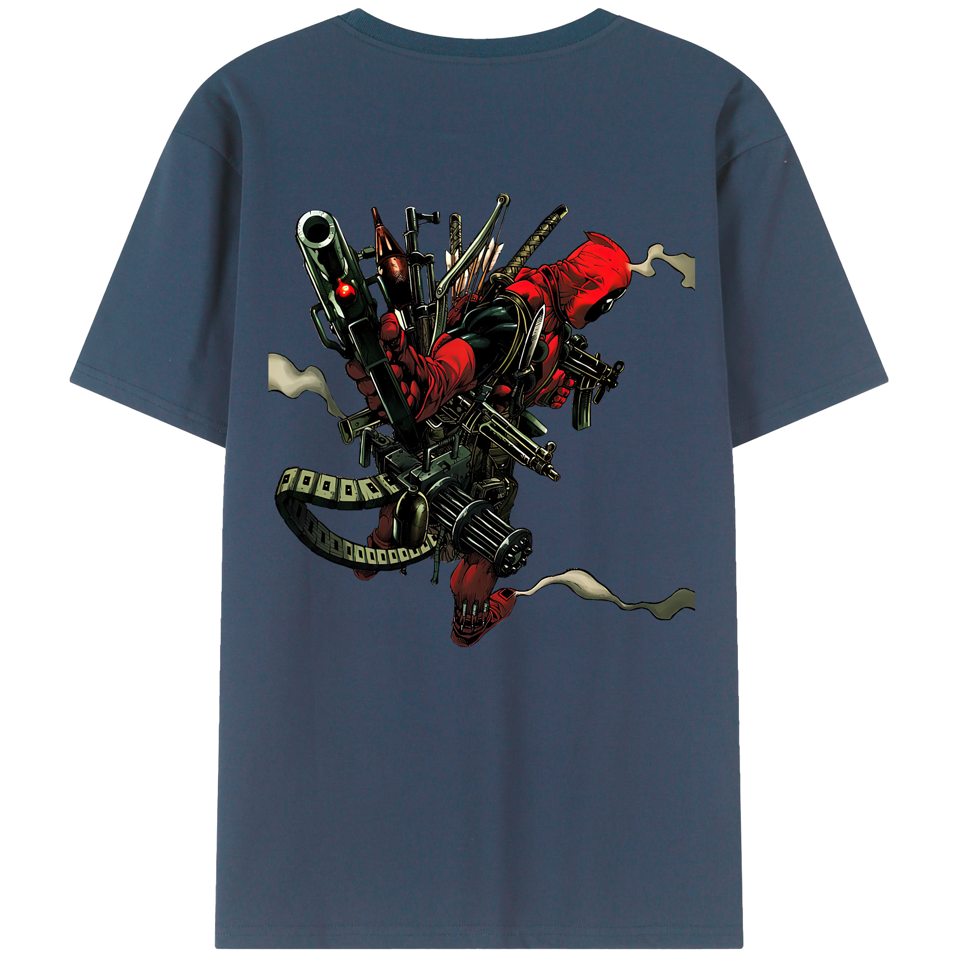 （画像用） Deadpool デッドプール 綿100％ メンズ半袖Tシャツ（バックプリント） 通気性