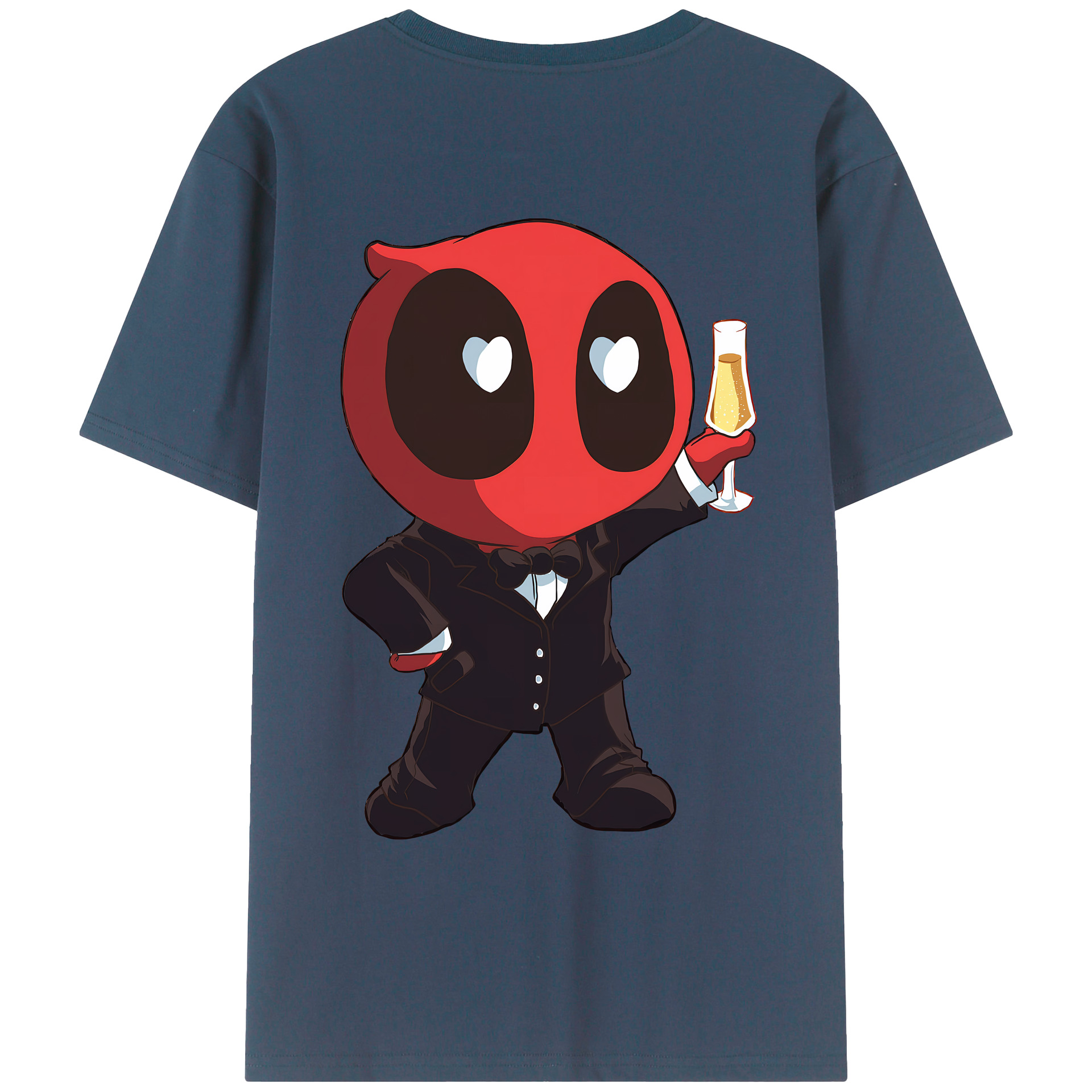 （画像用） Deadpool デッドプール 綿100％ メンズ半袖Tシャツ（バックプリント） 通気性