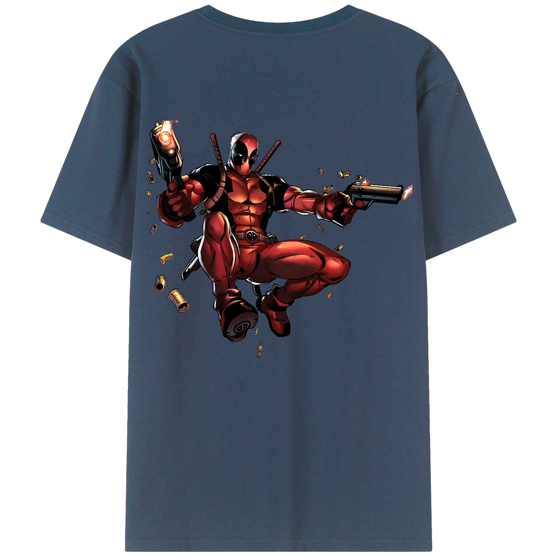 （画像用） Deadpool デッドプール 綿100％ メンズ半袖Tシャツ（バックプリント） 通気性