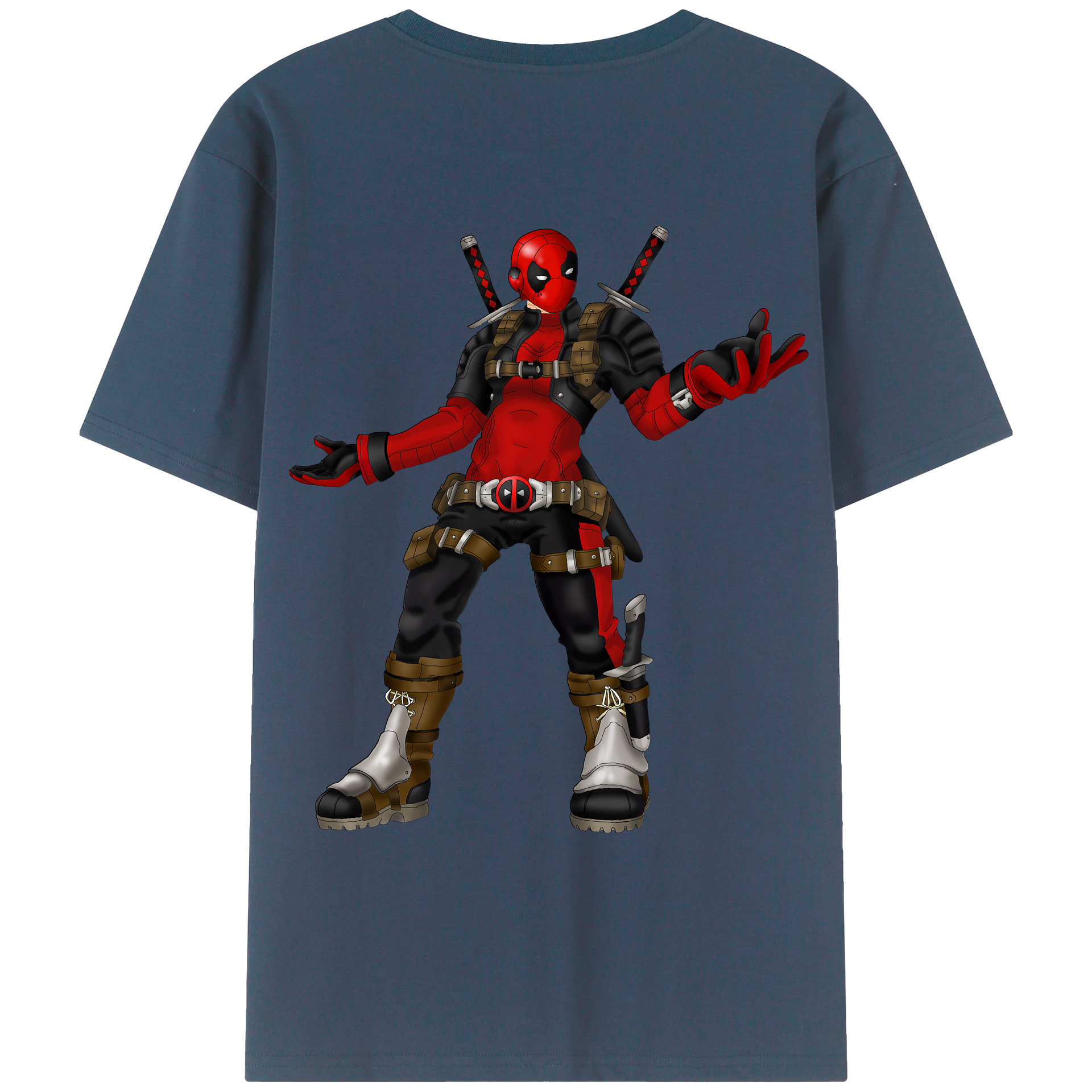 （画像用） Deadpool デッドプール 綿100％ メンズ半袖Tシャツ（バックプリント） 通気性