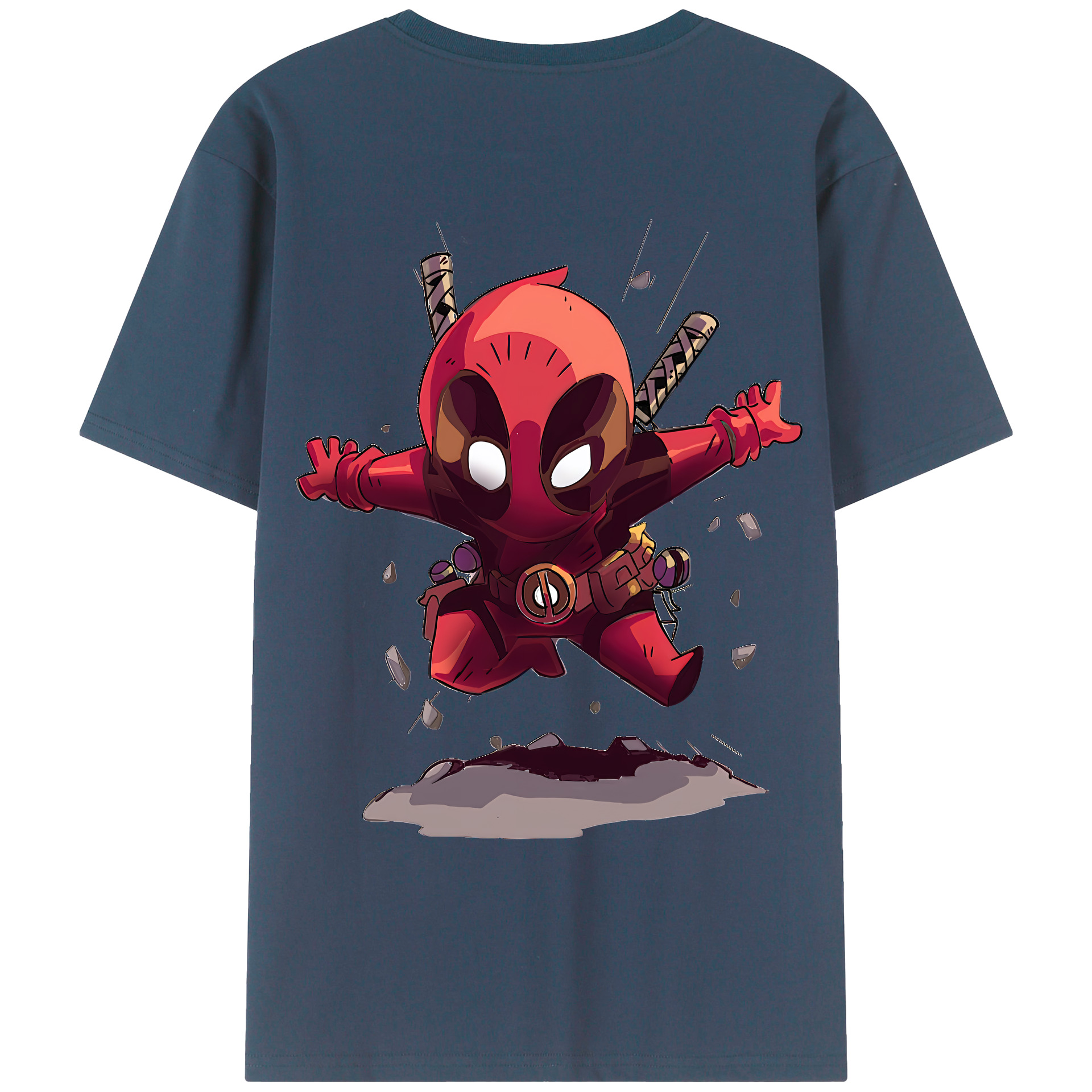 （画像用） Deadpool デッドプール 綿100％ メンズ半袖Tシャツ（バックプリント） 通気性