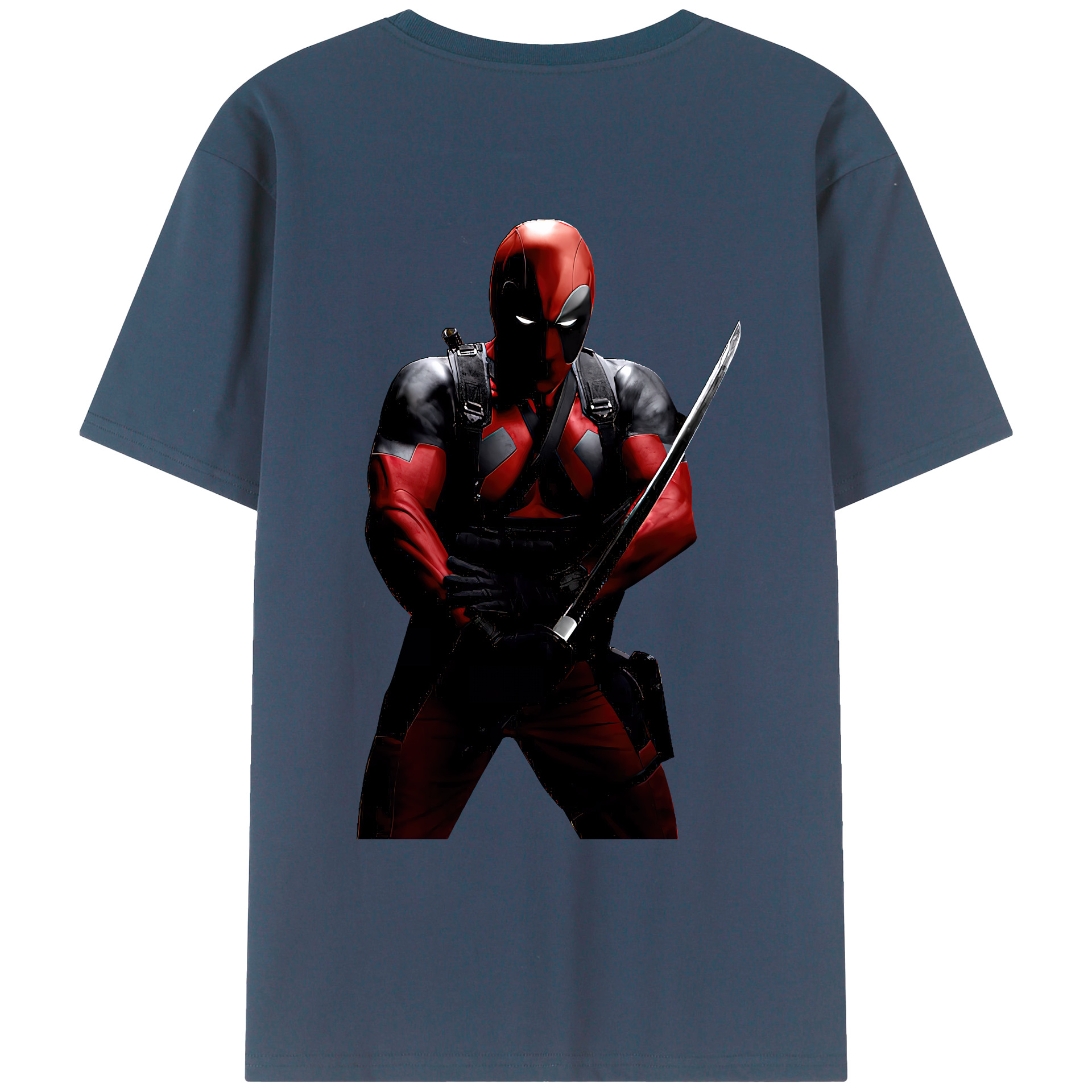 （画像用） Deadpool デッドプール 綿100％ メンズ半袖Tシャツ（バックプリント） 通気性