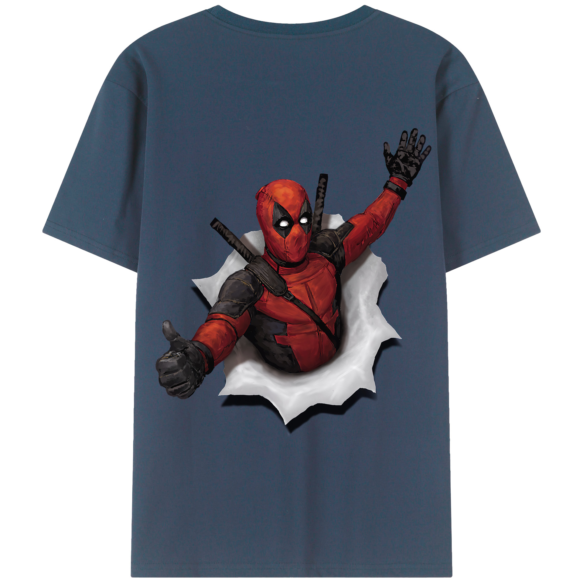 （画像用） Deadpool デッドプール 綿100％ メンズ半袖Tシャツ（バックプリント） 通気性