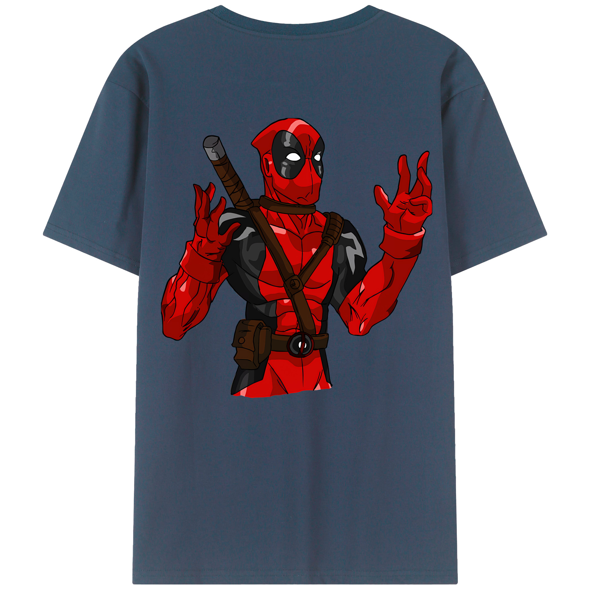 （画像用） Deadpool デッドプール 綿100％ メンズ半袖Tシャツ（バックプリント） 通気性