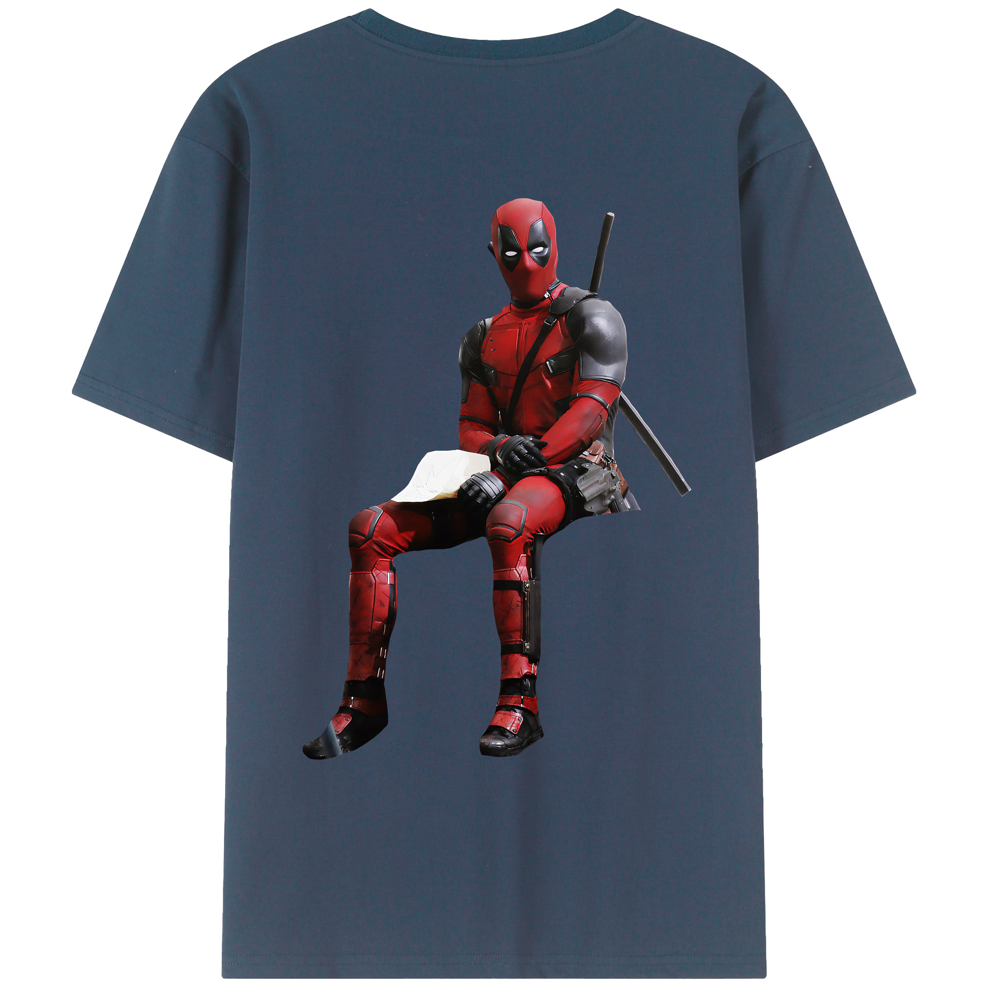 （画像用） Deadpool デッドプール 綿100％ メンズ半袖Tシャツ（バックプリント） 通気性