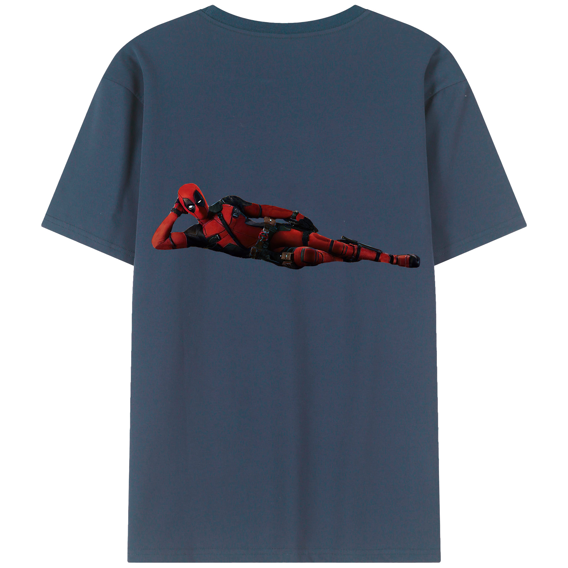 （画像用） Deadpool デッドプール 綿100％ メンズ半袖Tシャツ（バックプリント） 通気性