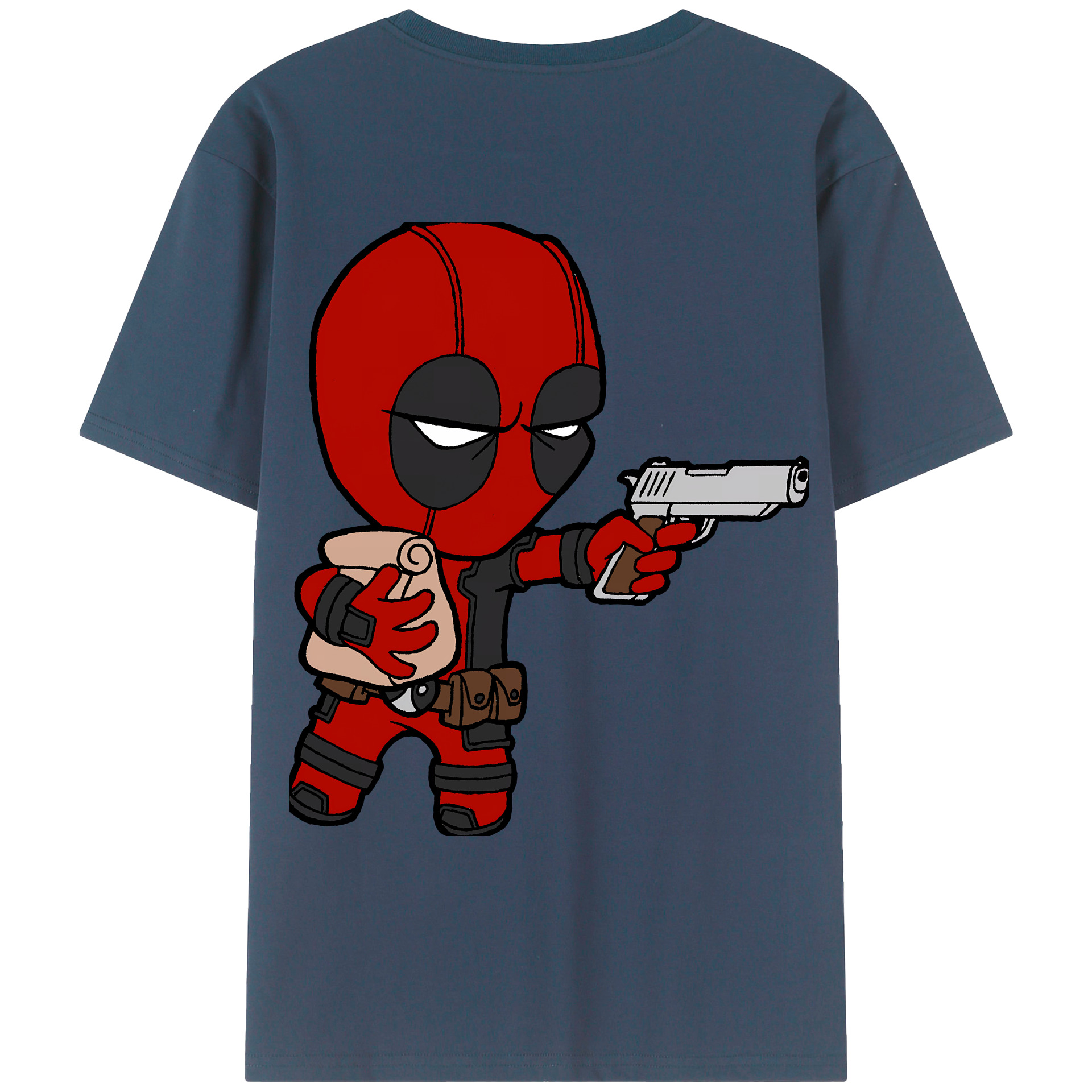 （画像用） Deadpool デッドプール 綿100％ メンズ半袖Tシャツ（バックプリント） 通気性