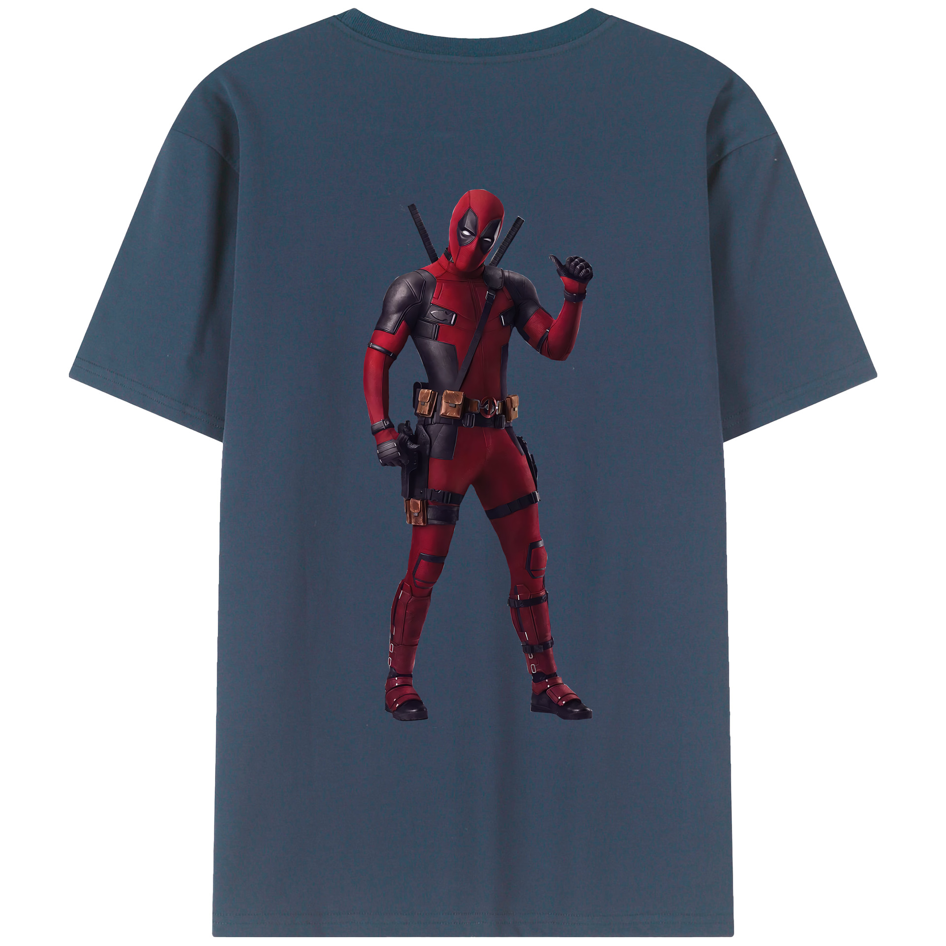 （画像用） Deadpool デッドプール 綿100％ メンズ半袖Tシャツ（バックプリント） 通気性