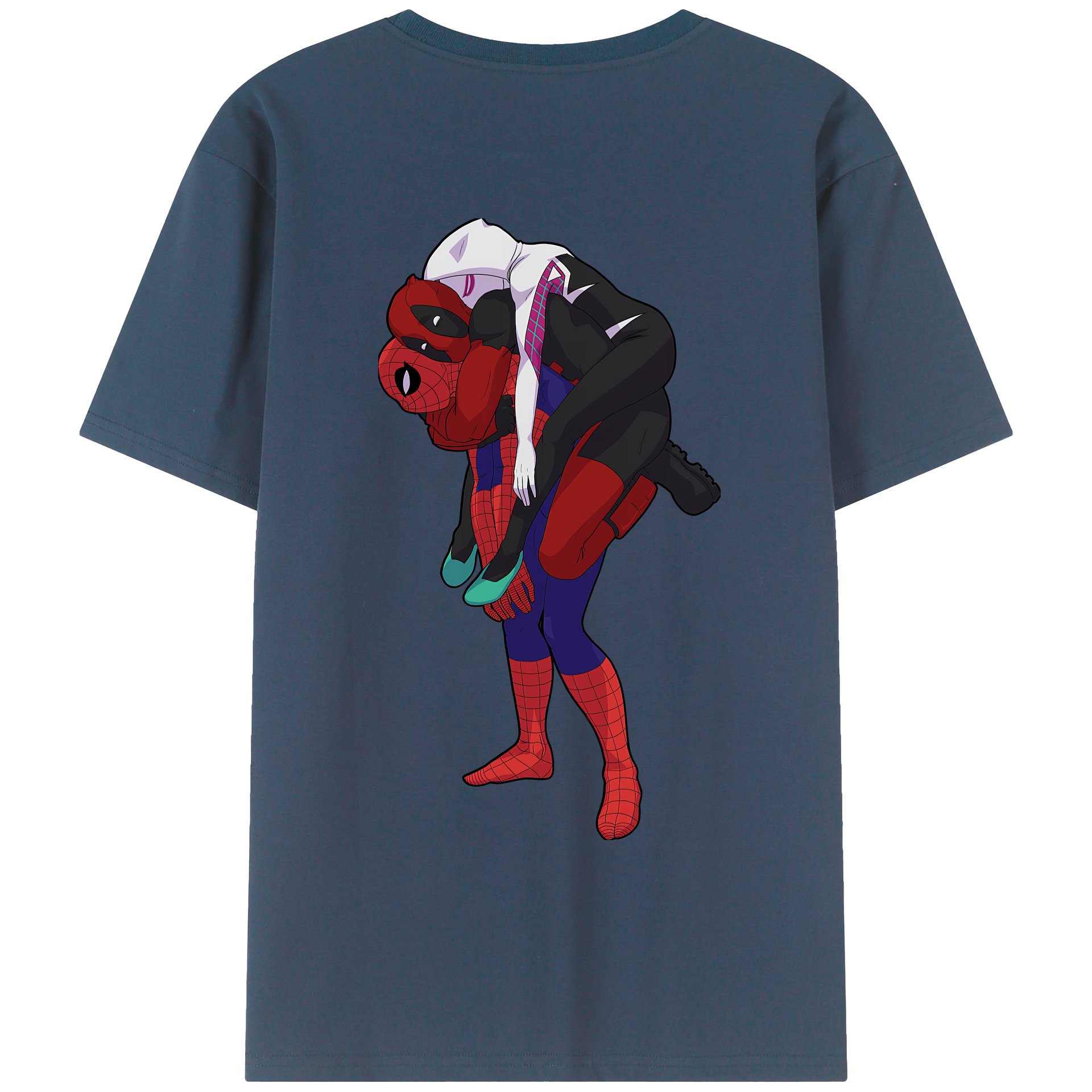 （画像用） Deadpool デッドプール 綿100％ メンズ半袖Tシャツ（バックプリント） 通気性