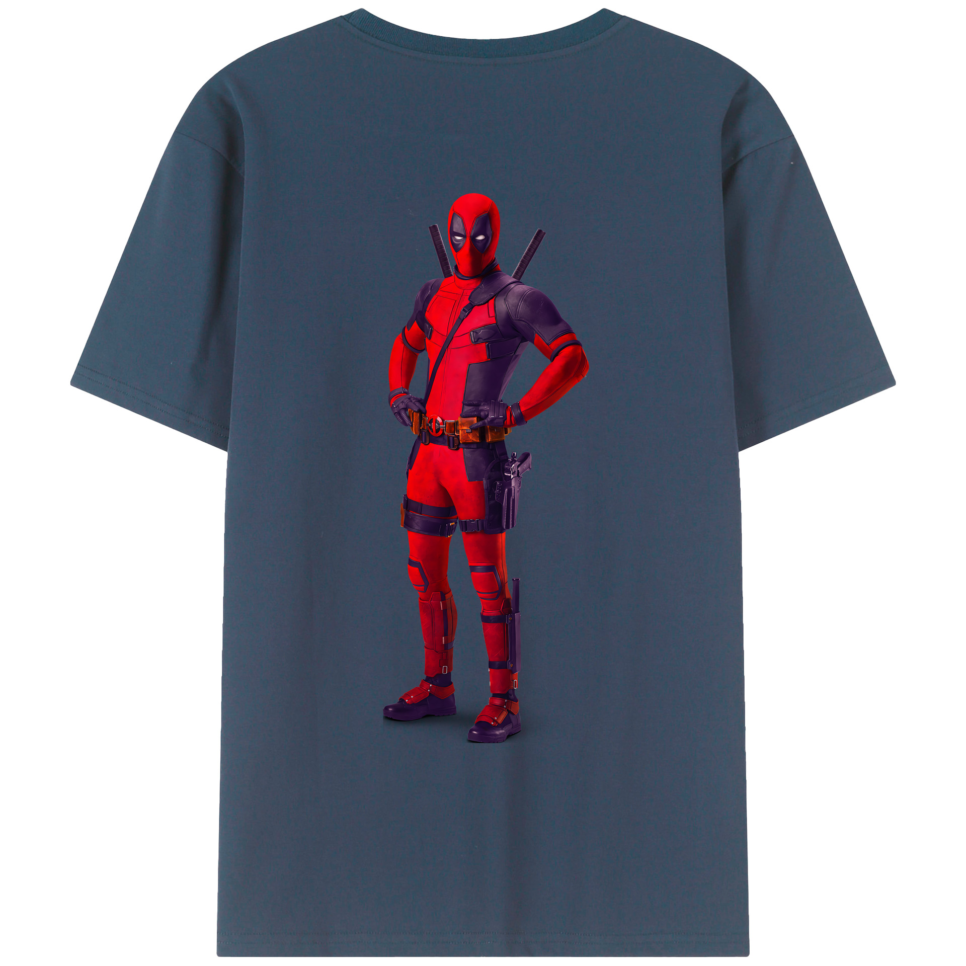 （画像用） Deadpool デッドプール 綿100％ メンズ半袖Tシャツ（バックプリント） 通気性