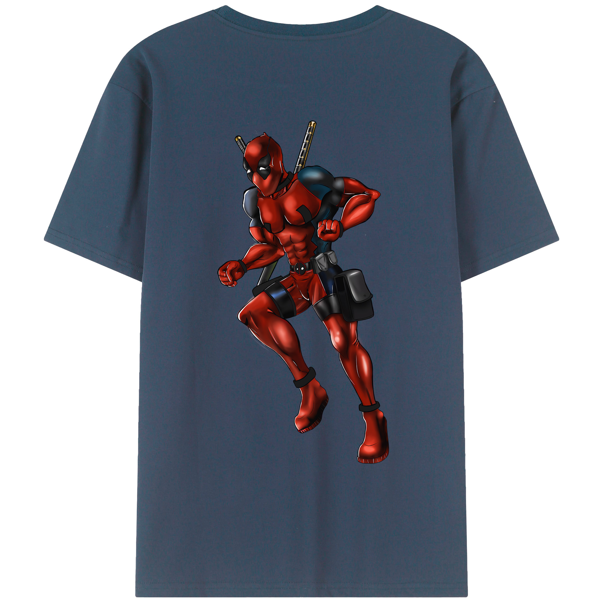 （画像用） Deadpool デッドプール 綿100％ メンズ半袖Tシャツ（バックプリント） 通気性