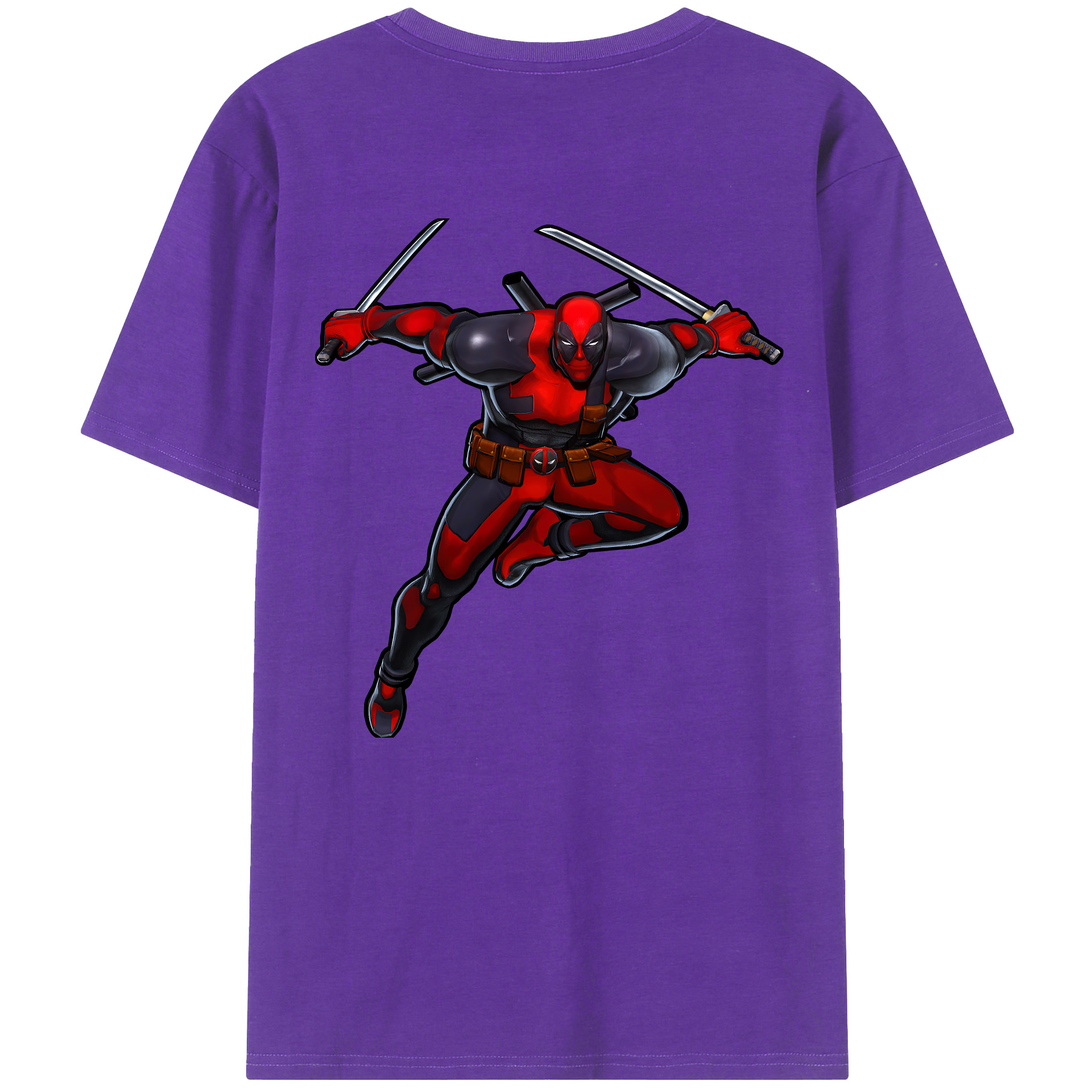 （画像用） Deadpool デッドプール 綿100％ メンズ半袖Tシャツ（バックプリント） 通気性