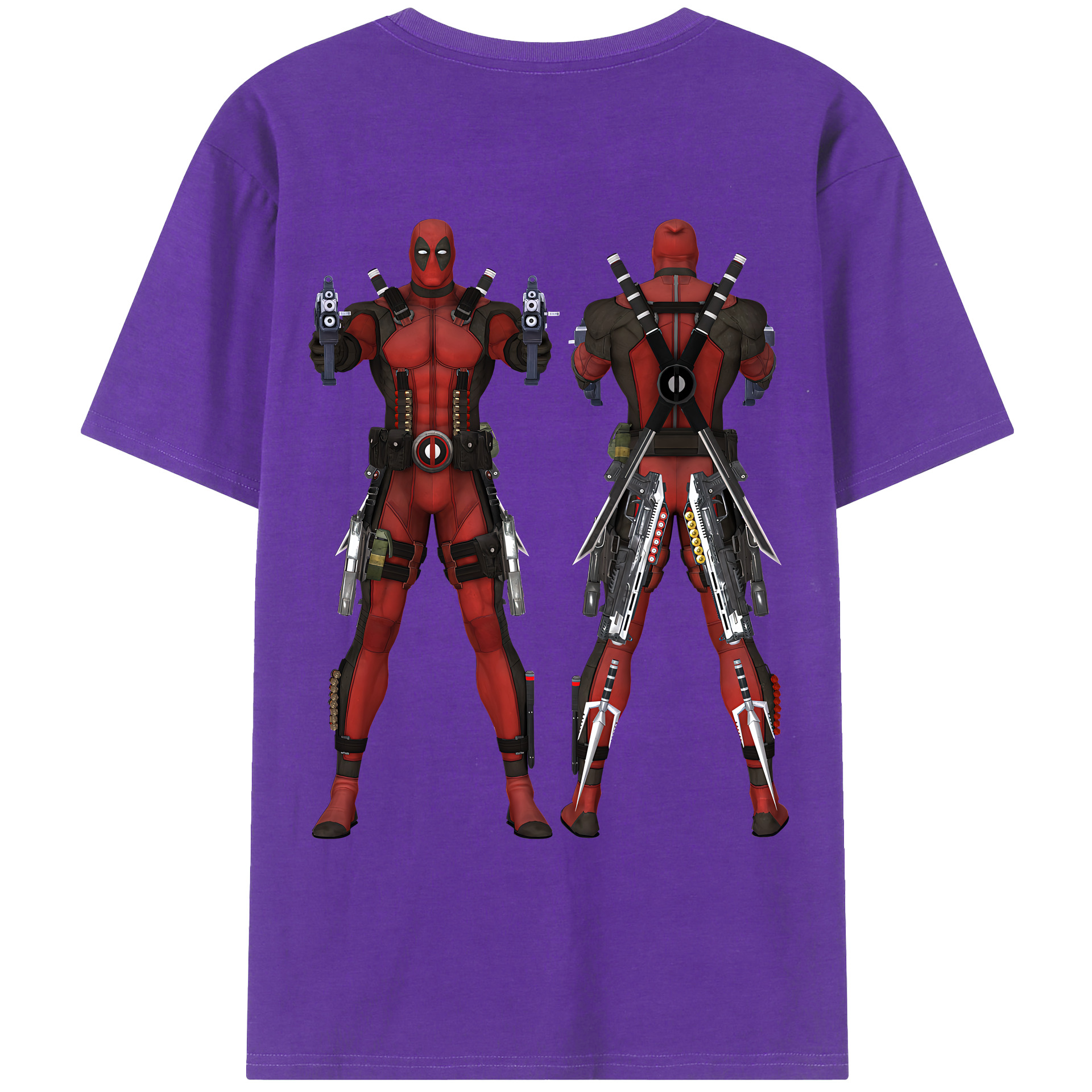 （画像用） Deadpool デッドプール 綿100％ メンズ半袖Tシャツ（バックプリント） 通気性