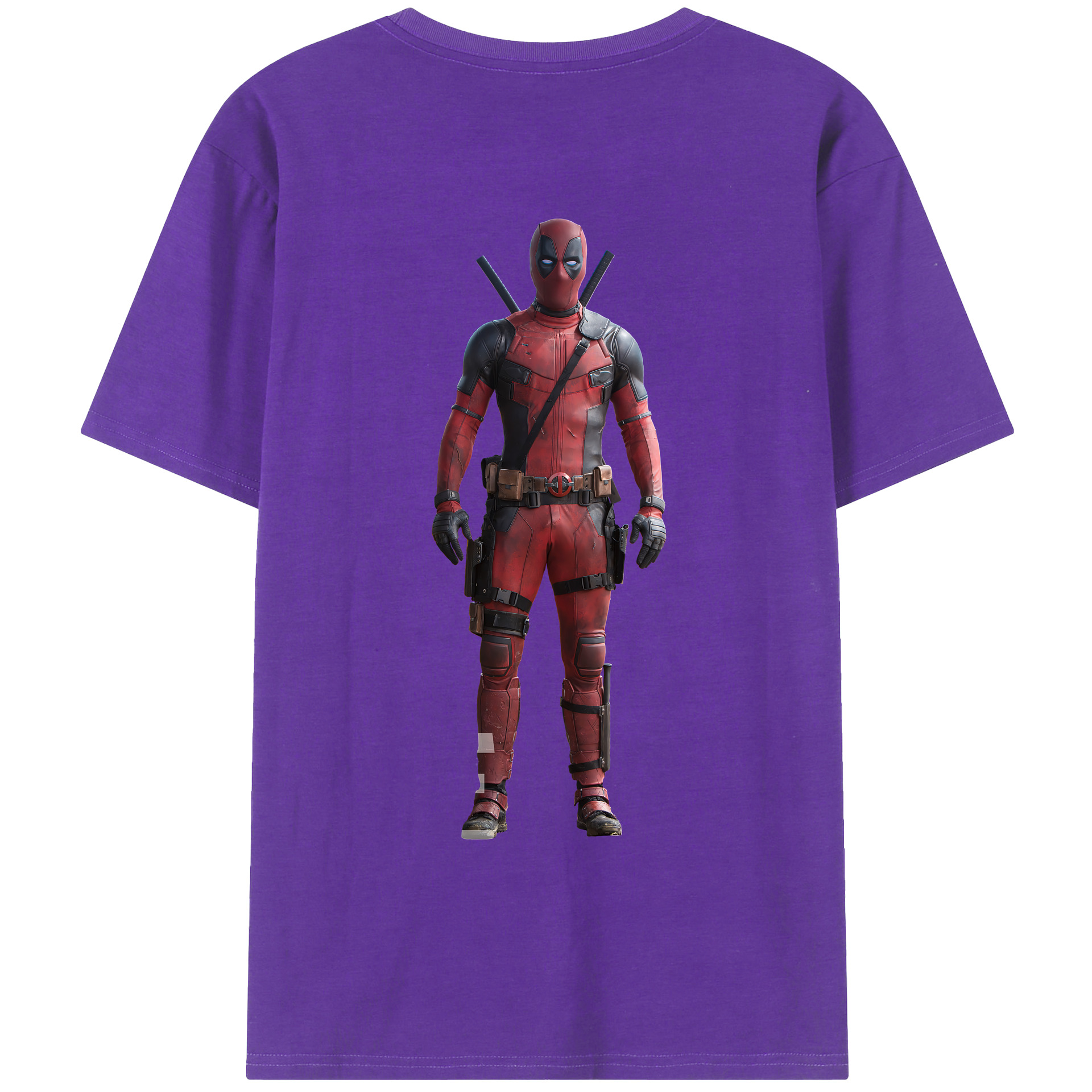 （画像用） Deadpool デッドプール 綿100％ メンズ半袖Tシャツ（バックプリント） 通気性