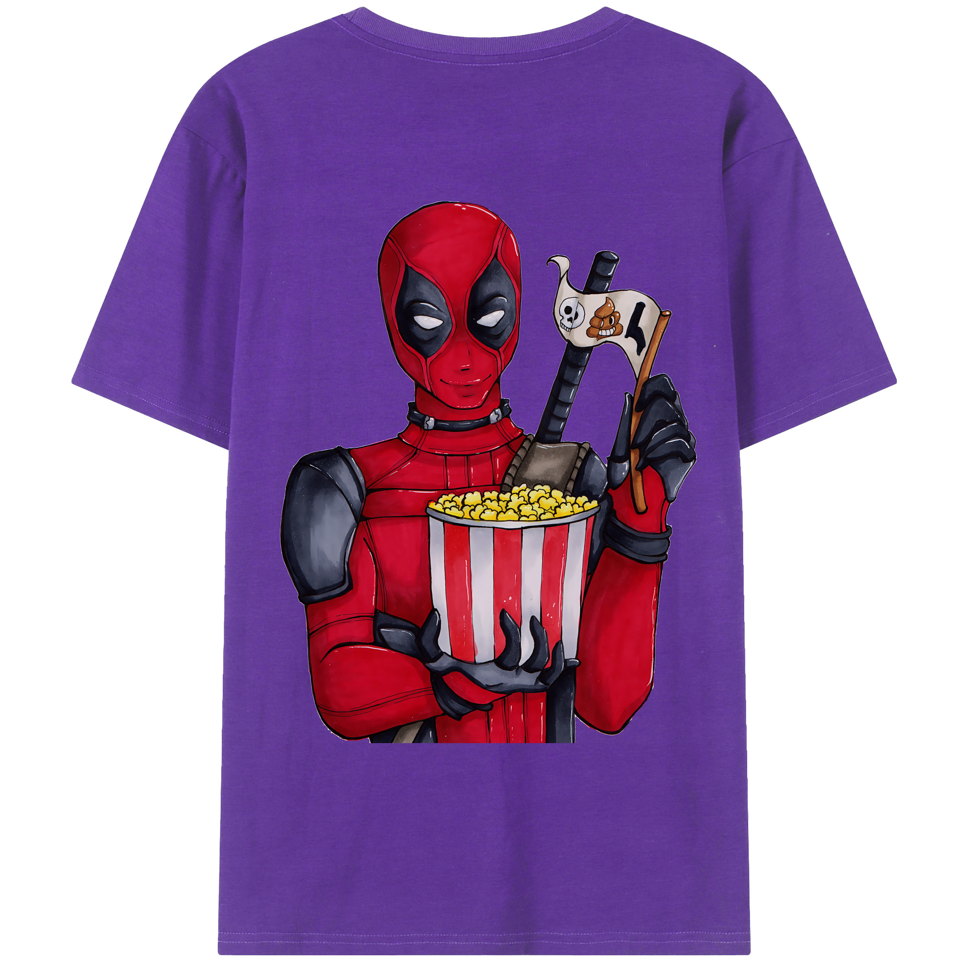 （画像用） Deadpool デッドプール 綿100％ メンズ半袖Tシャツ（バックプリント） 通気性