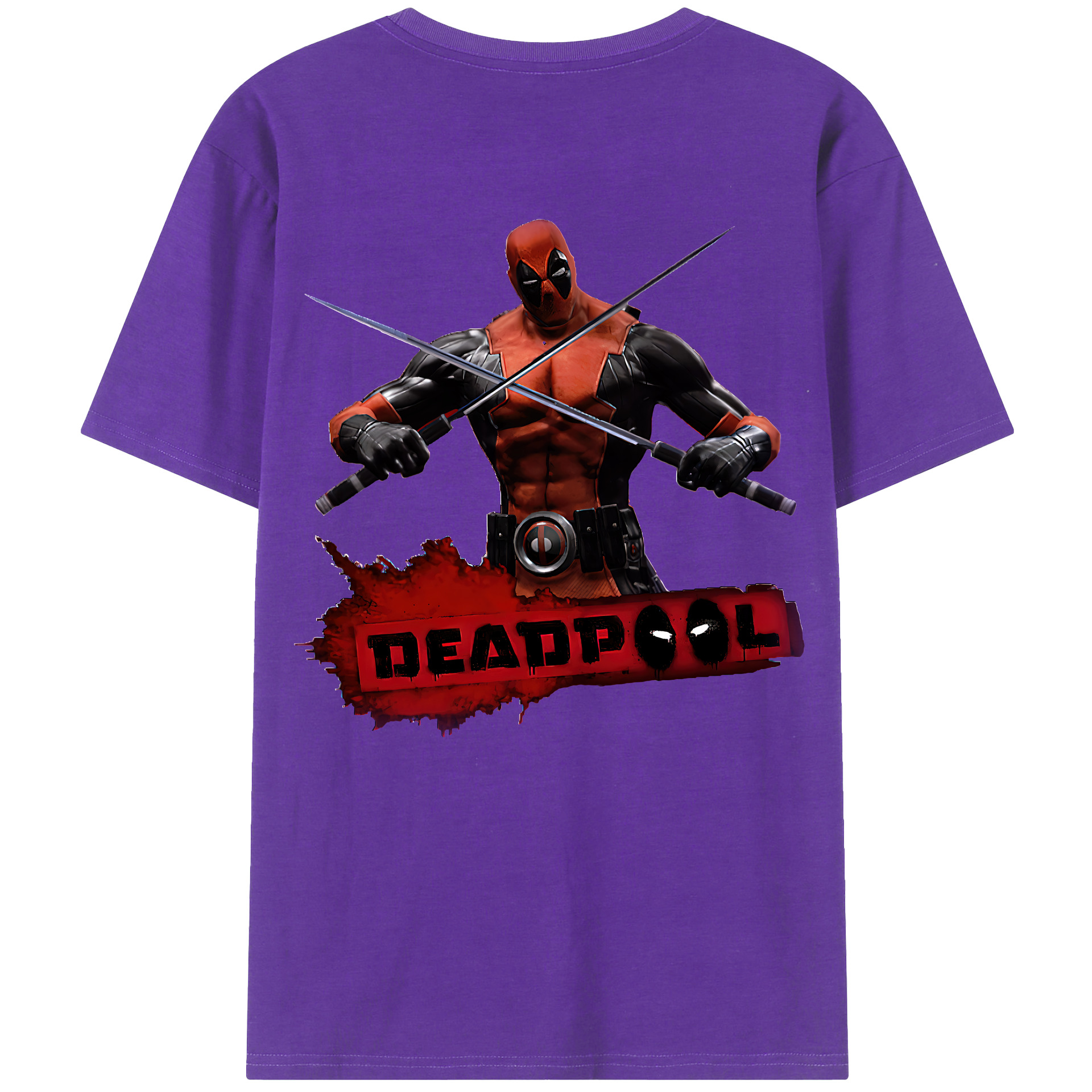 （画像用） Deadpool デッドプール 綿100％ メンズ半袖Tシャツ（バックプリント） 通気性