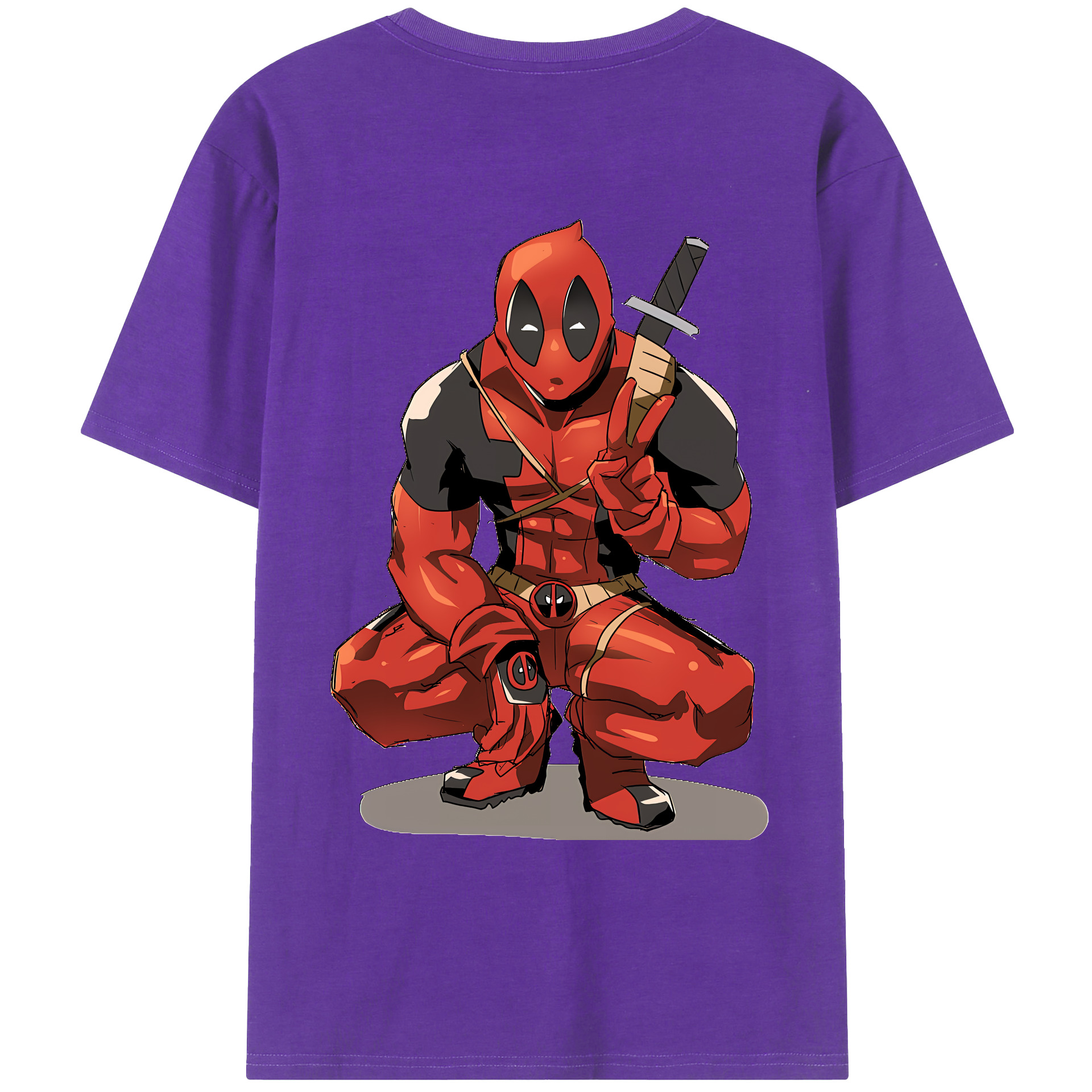 （画像用） Deadpool デッドプール 綿100％ メンズ半袖Tシャツ（バックプリント） 通気性