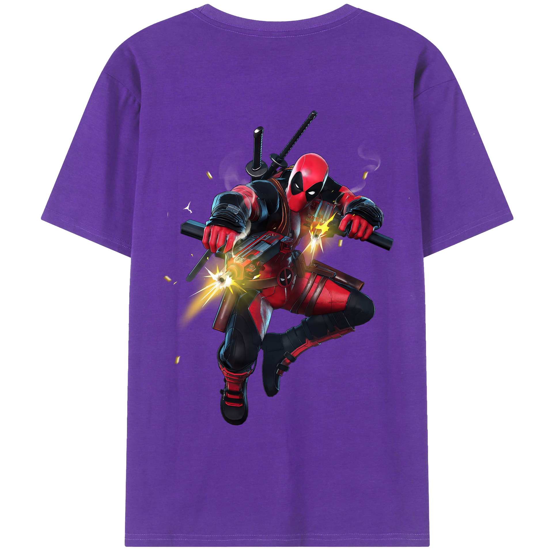 （画像用） Deadpool デッドプール 綿100％ メンズ半袖Tシャツ（バックプリント） 通気性