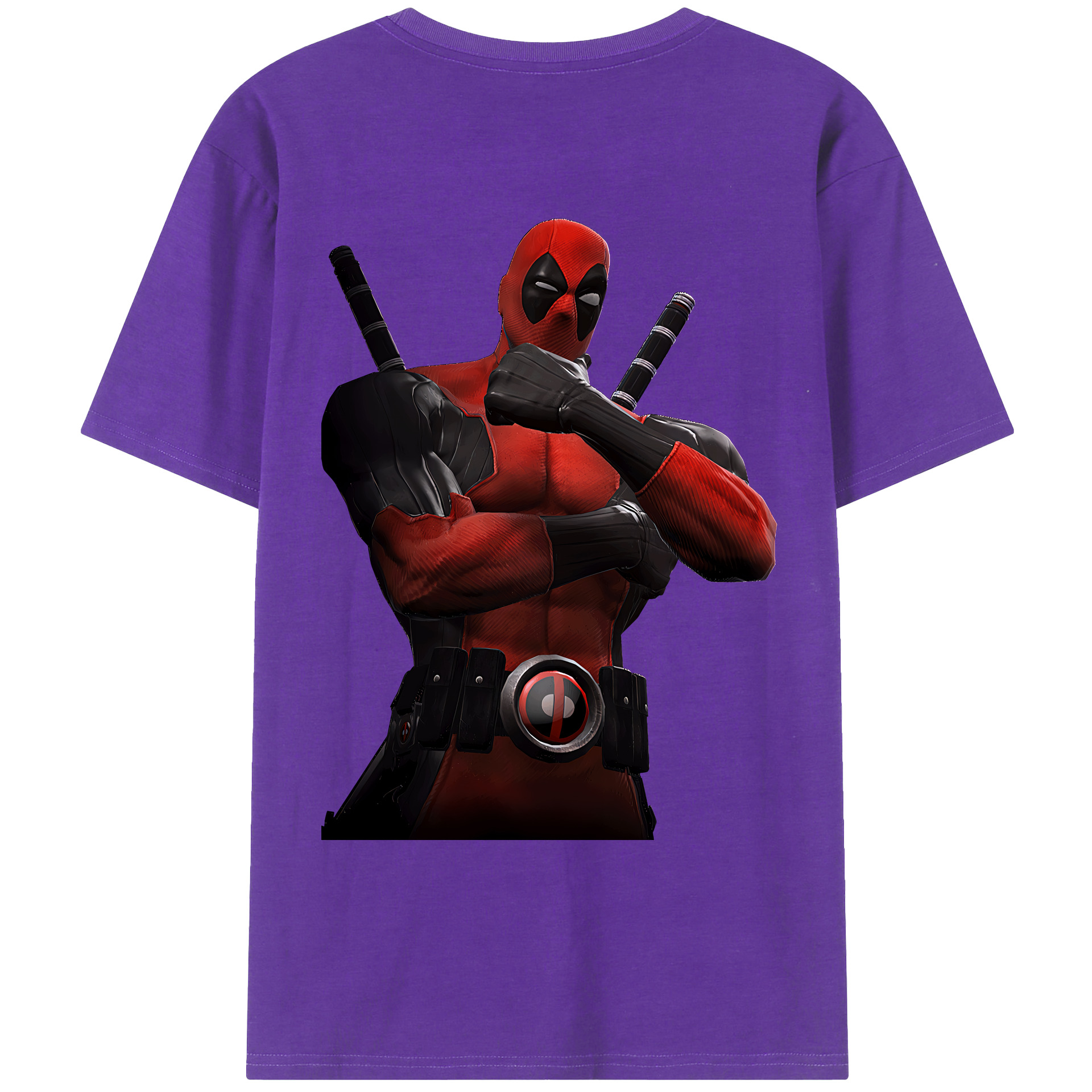 （画像用） Deadpool デッドプール 綿100％ メンズ半袖Tシャツ（バックプリント） 通気性