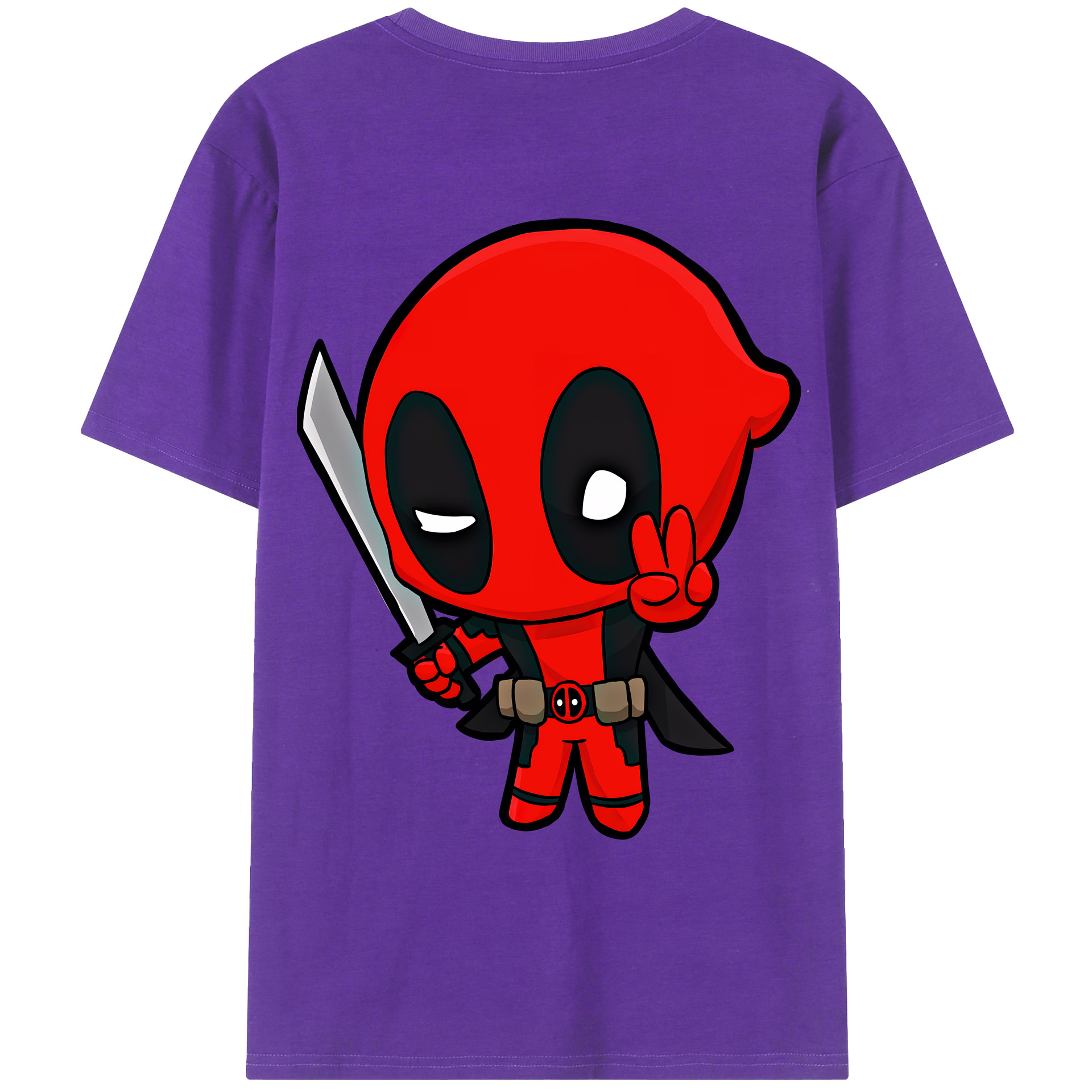 （画像用） Deadpool デッドプール 綿100％ メンズ半袖Tシャツ（バックプリント） 通気性