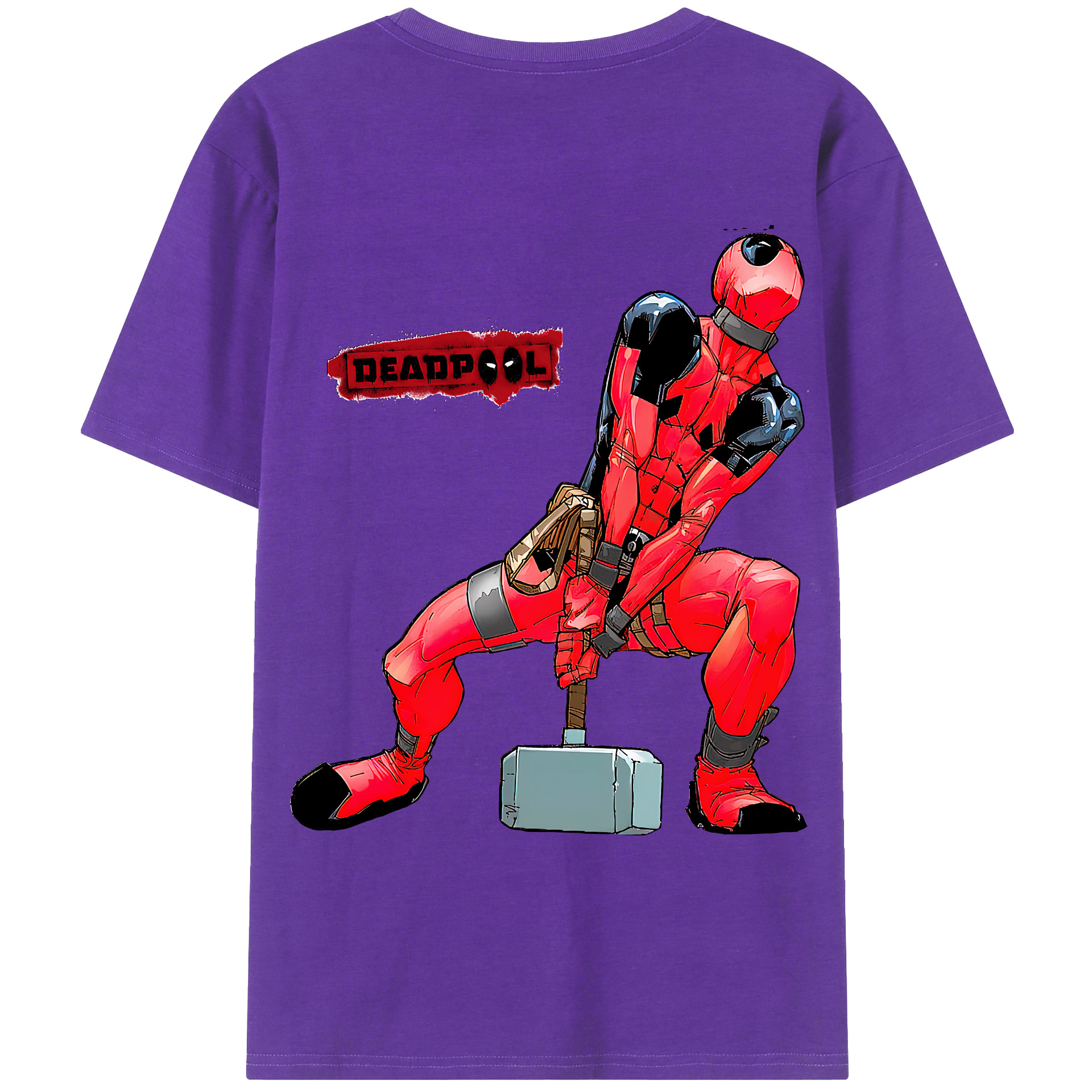 （画像用） Deadpool デッドプール 綿100％ メンズ半袖Tシャツ（バックプリント） 通気性