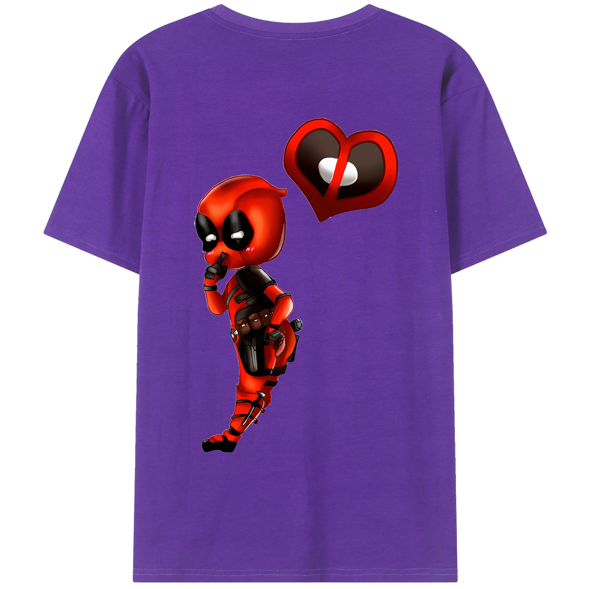 （画像用） Deadpool デッドプール 綿100％ メンズ半袖Tシャツ（バックプリント） 通気性