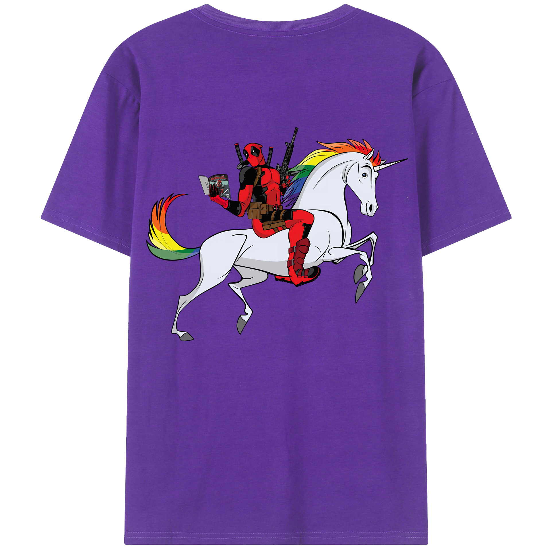 （画像用） Deadpool デッドプール 綿100％ メンズ半袖Tシャツ（バックプリント） 通気性