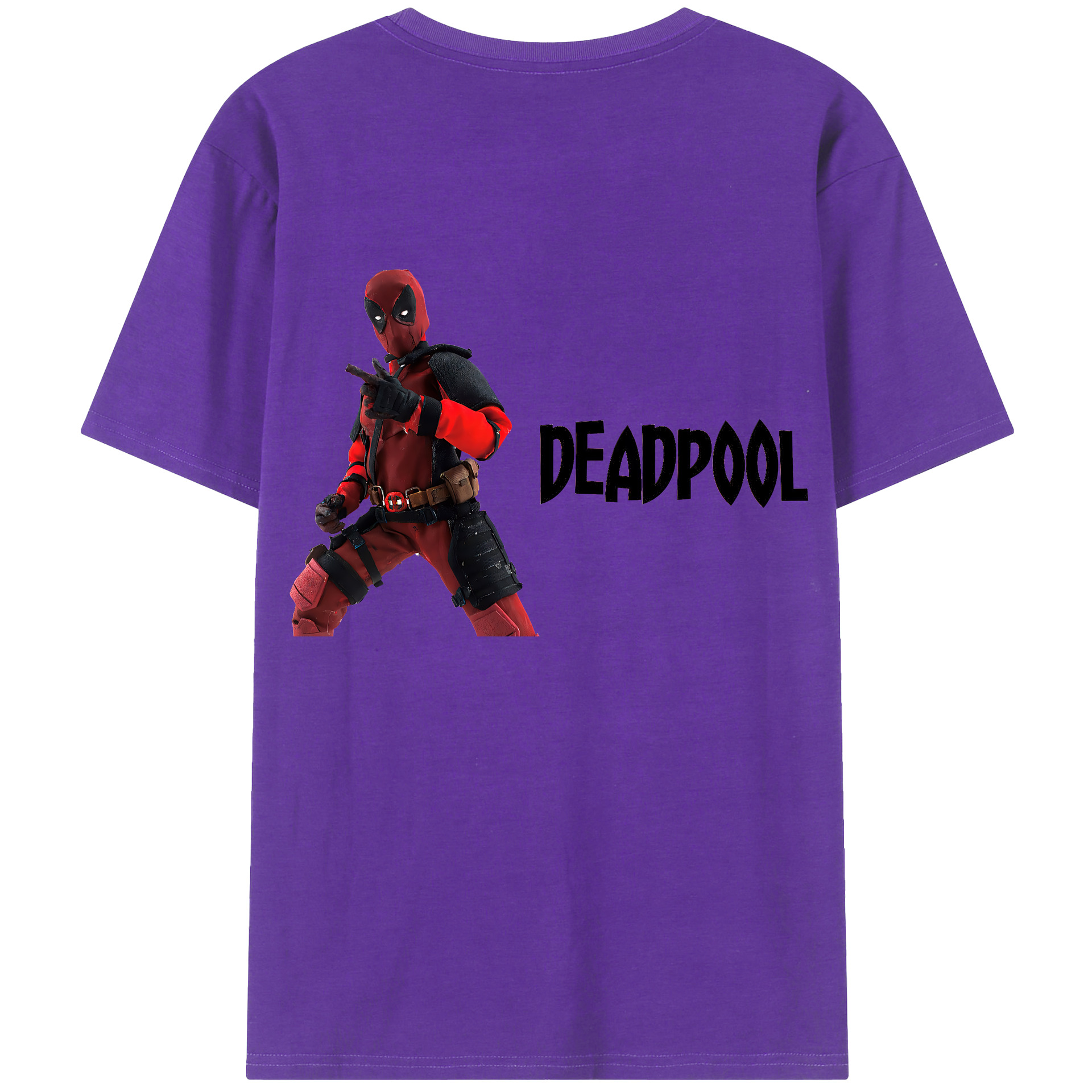 （画像用） Deadpool デッドプール 綿100％ メンズ半袖Tシャツ（バックプリント） 通気性