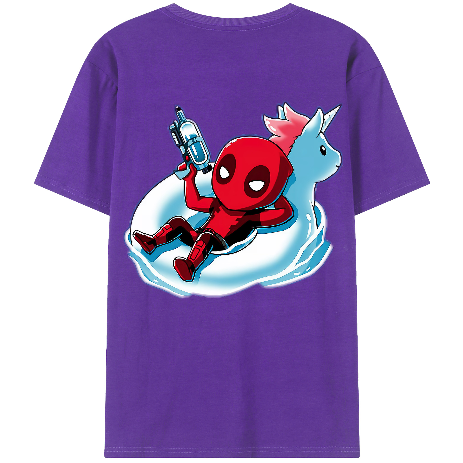 （画像用） Deadpool デッドプール 綿100％ メンズ半袖Tシャツ（バックプリント） 通気性