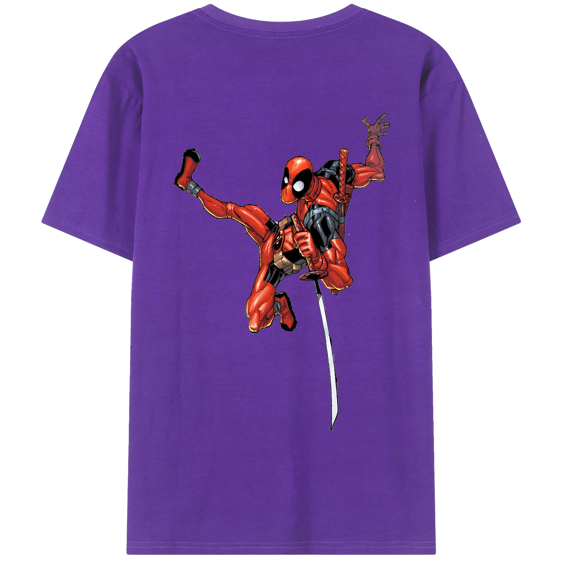 （画像用） Deadpool デッドプール 綿100％ メンズ半袖Tシャツ（バックプリント） 通気性