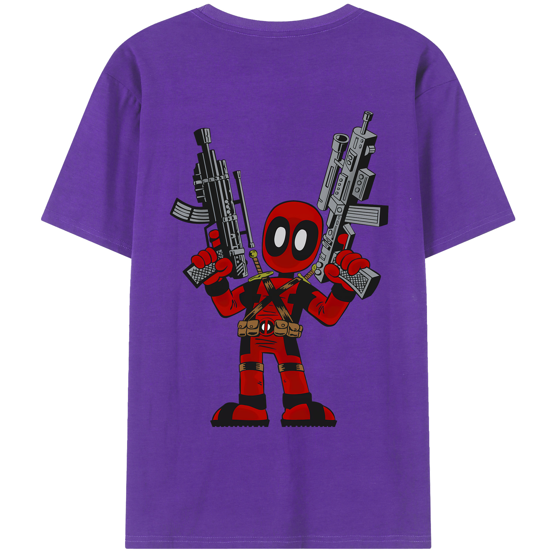 （画像用） Deadpool デッドプール 綿100％ メンズ半袖Tシャツ（バックプリント） 通気性