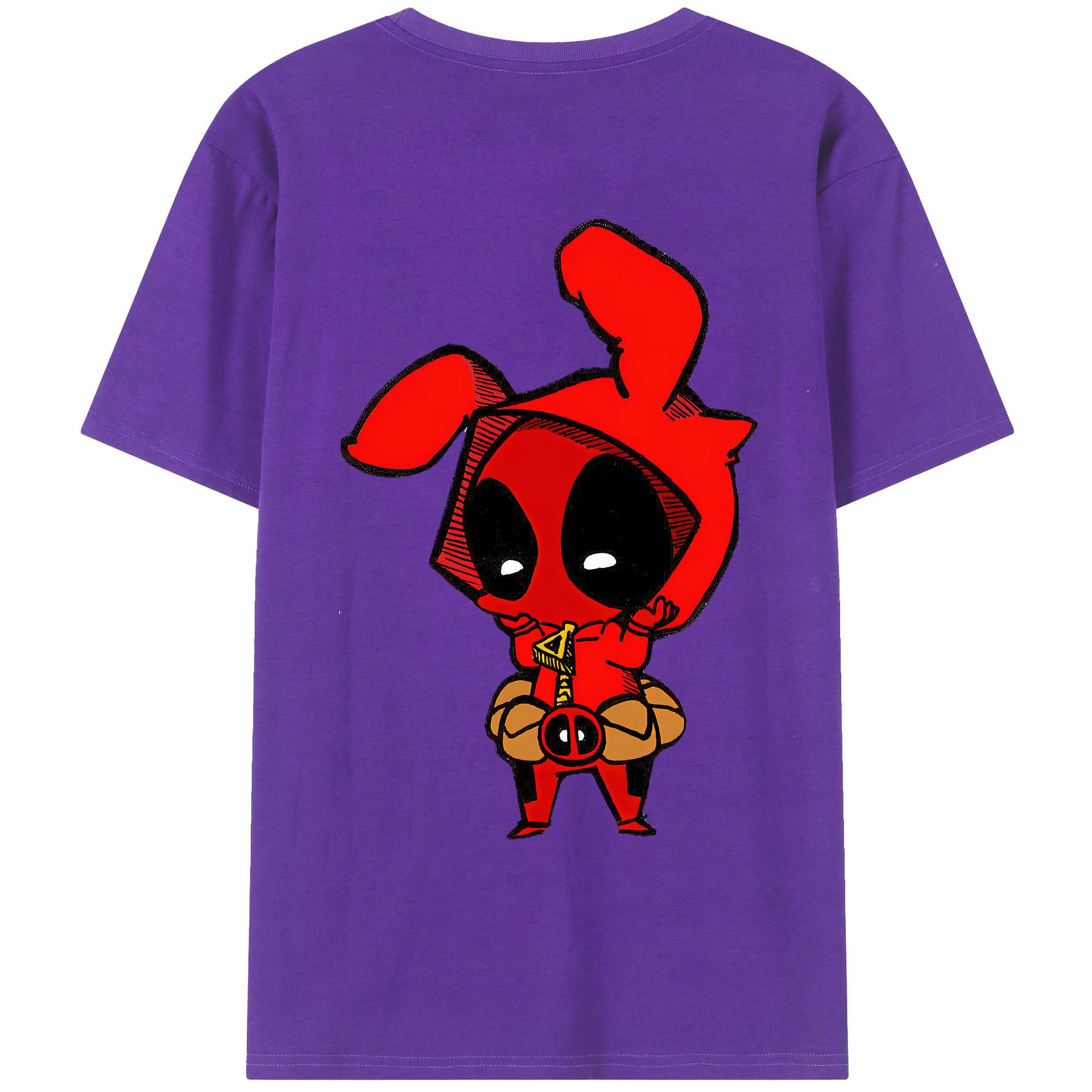（画像用） Deadpool デッドプール 綿100％ メンズ半袖Tシャツ（バックプリント） 通気性