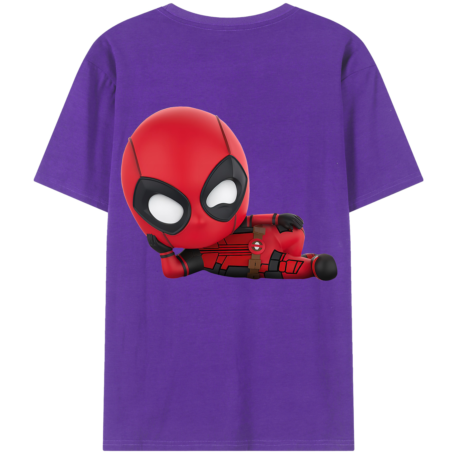 （画像用） Deadpool デッドプール 綿100％ メンズ半袖Tシャツ（バックプリント） 通気性