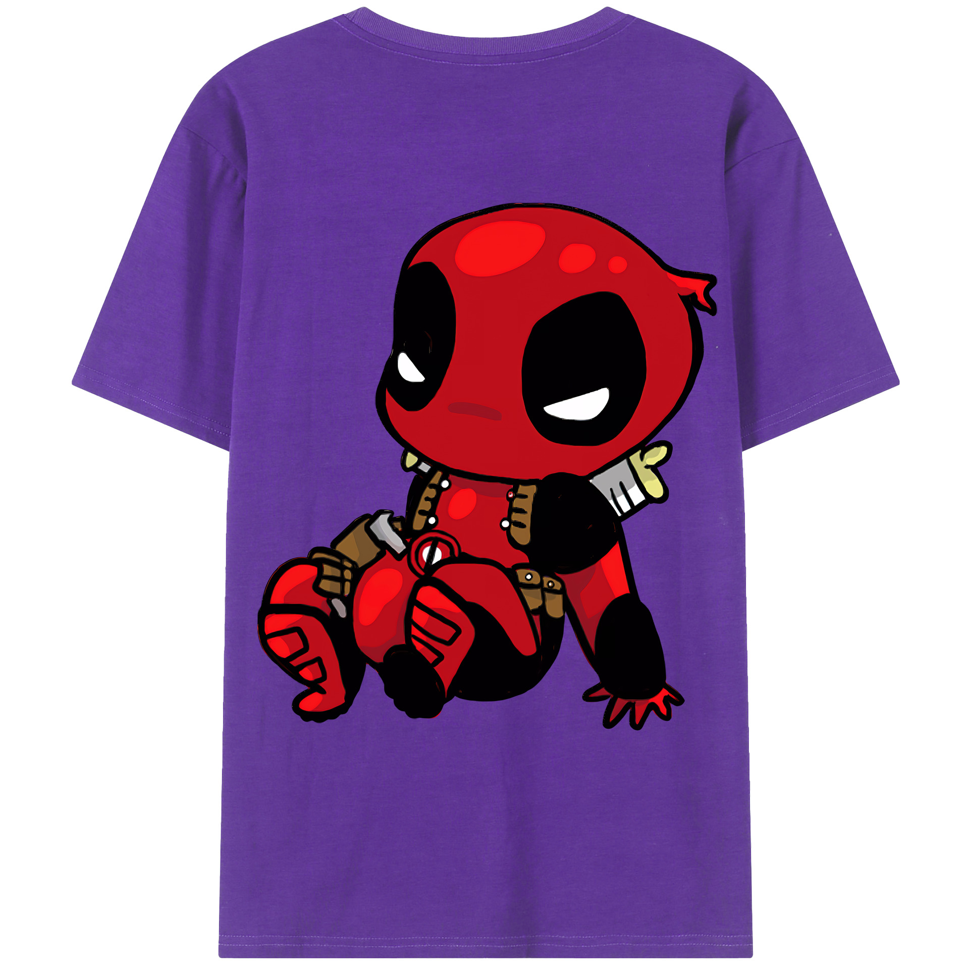 （画像用） Deadpool デッドプール 綿100％ メンズ半袖Tシャツ（バックプリント） 通気性