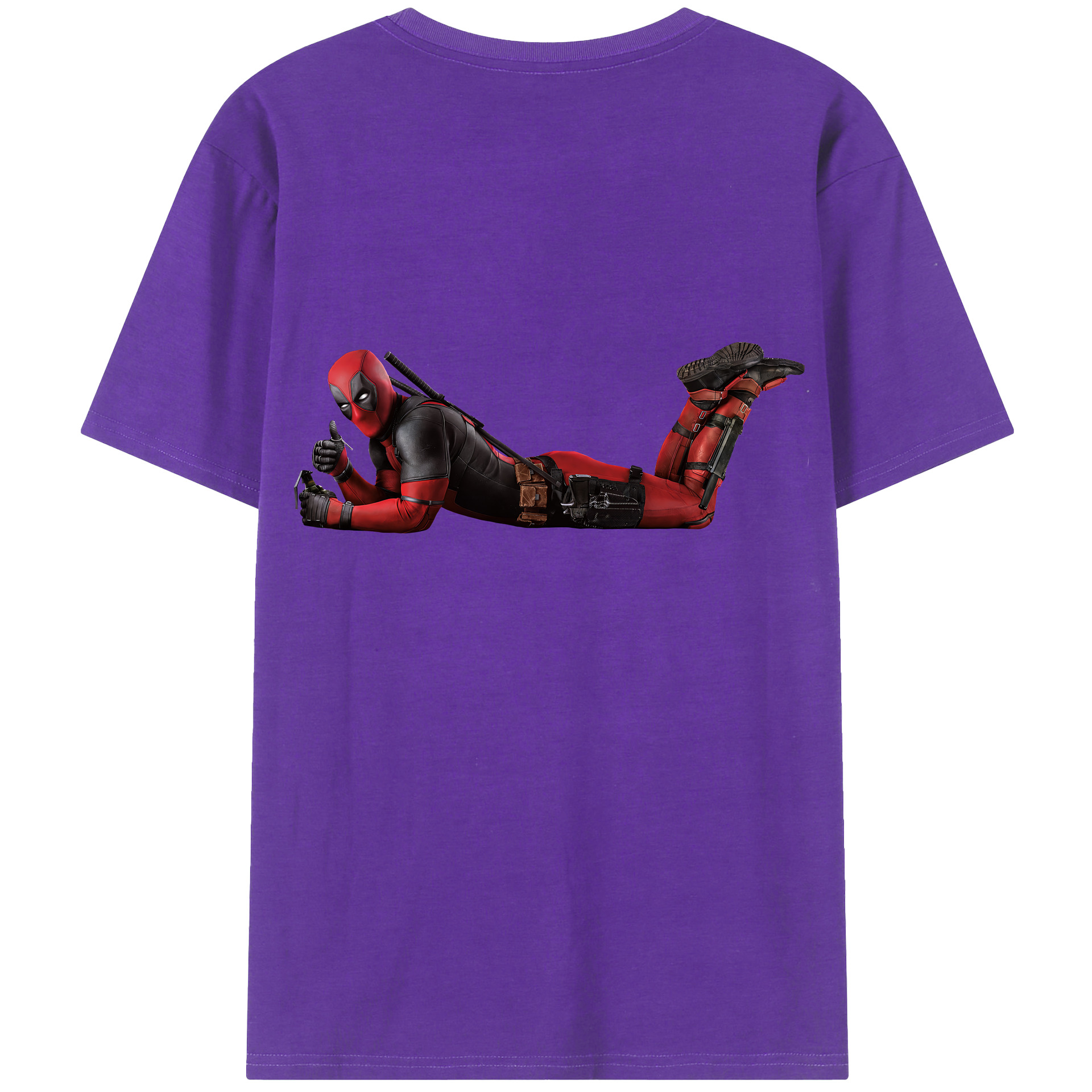 （画像用） Deadpool デッドプール 綿100％ メンズ半袖Tシャツ（バックプリント） 通気性